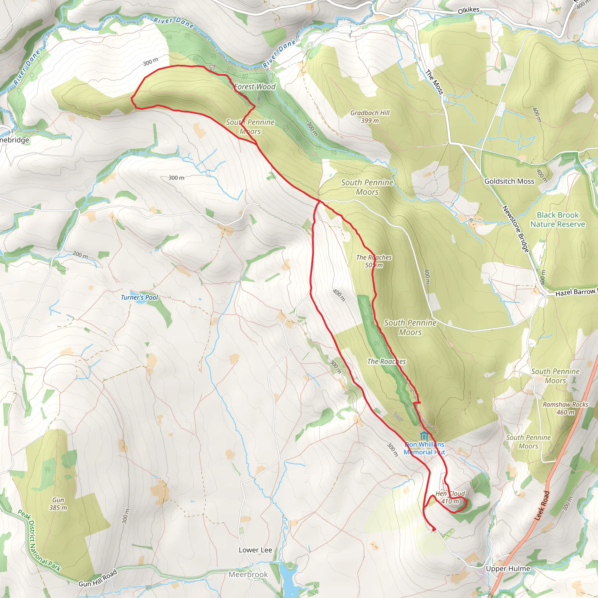 The Roaches and Lud's Church Loop mobile static map