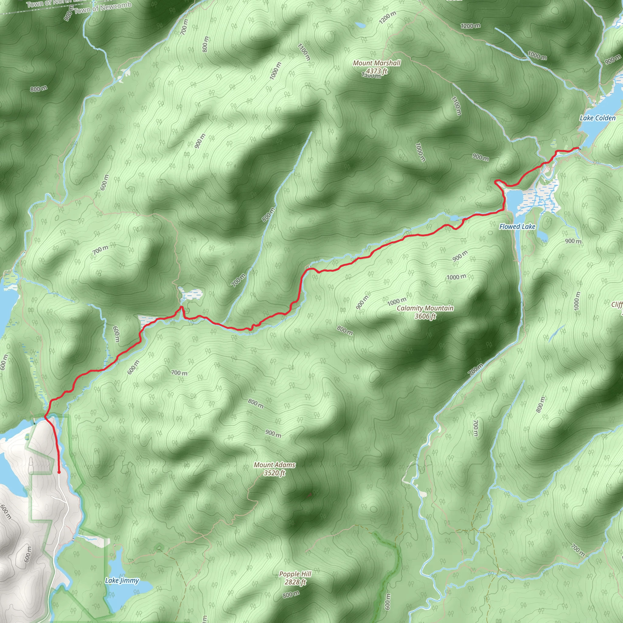 Lake Colden and Lake Flowed via Calamity Brook Trail mobile static map