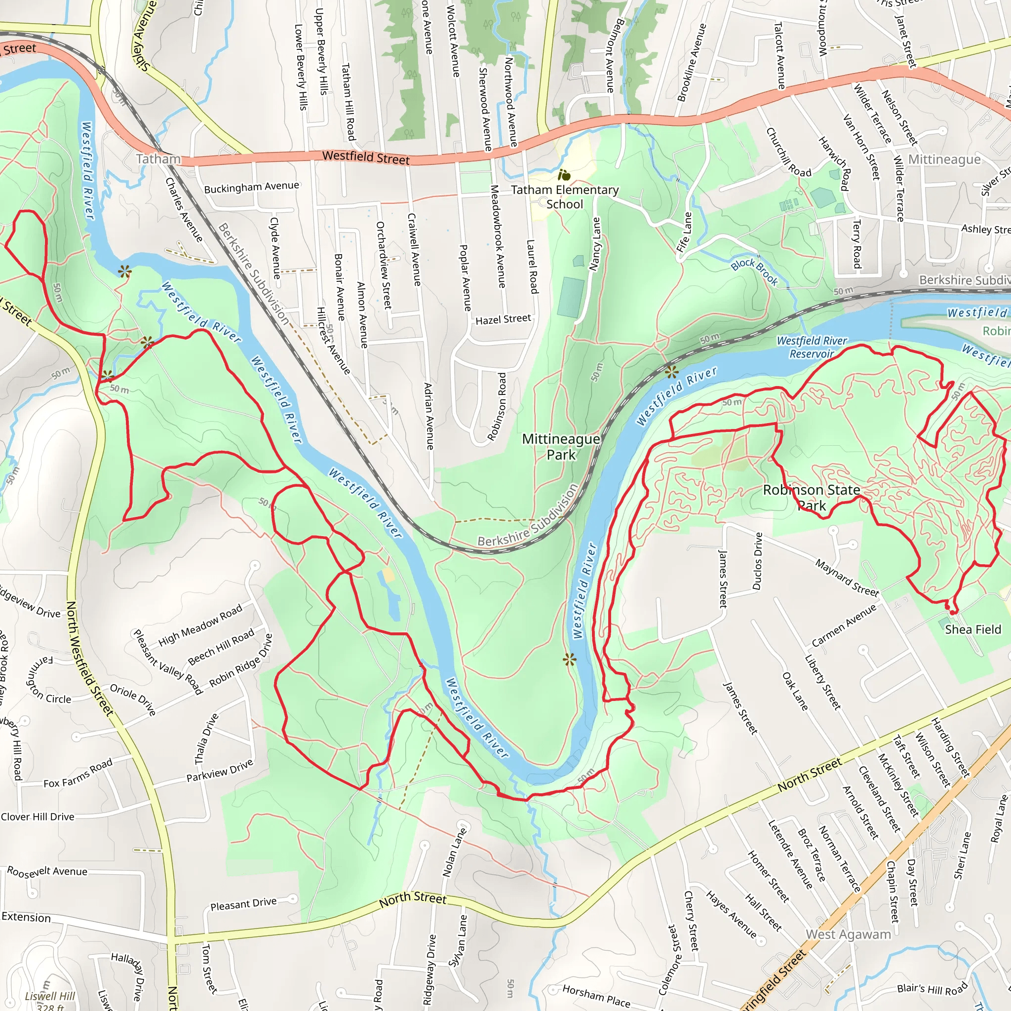 Westfield River Reservoir - Robinson State Park Loop mobile static map