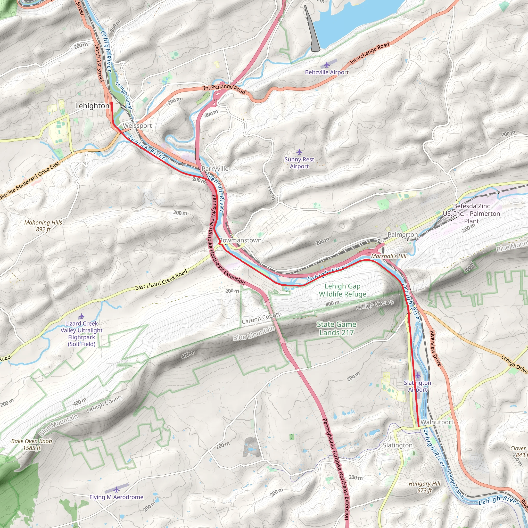 D and L Trail from Lehighton mobile static map