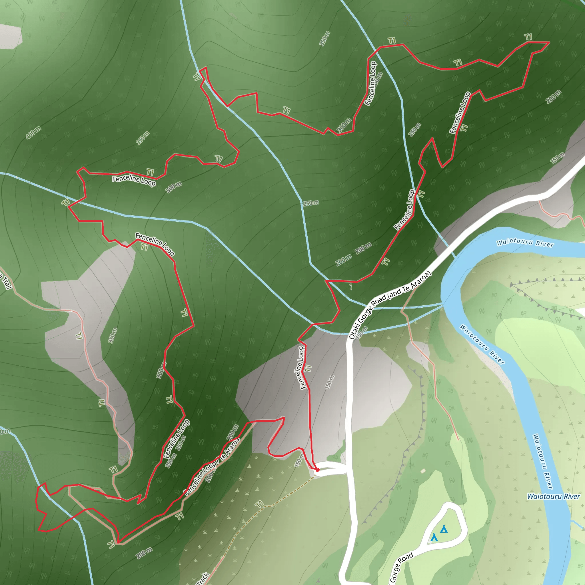 Ōtaki Forks - Fenceline Loop mobile static map