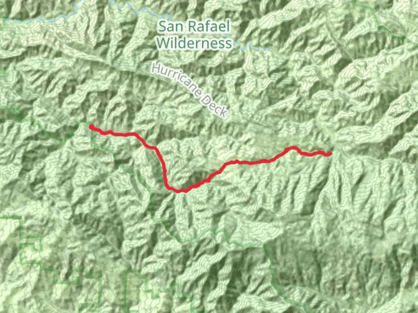 An image depicting the trail Lonnie Davis Campground via Manzana Trail and its surrounding area.