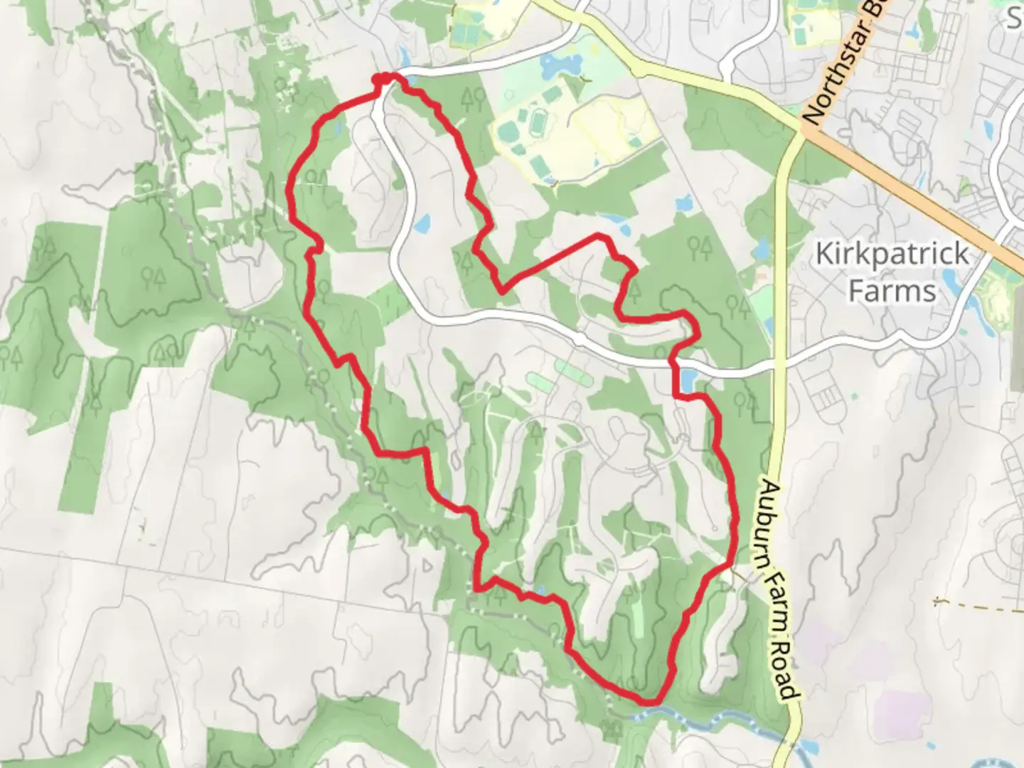 An image depicting the trail Bull Run Overlook and Wetlands Way Loop and its surrounding area.