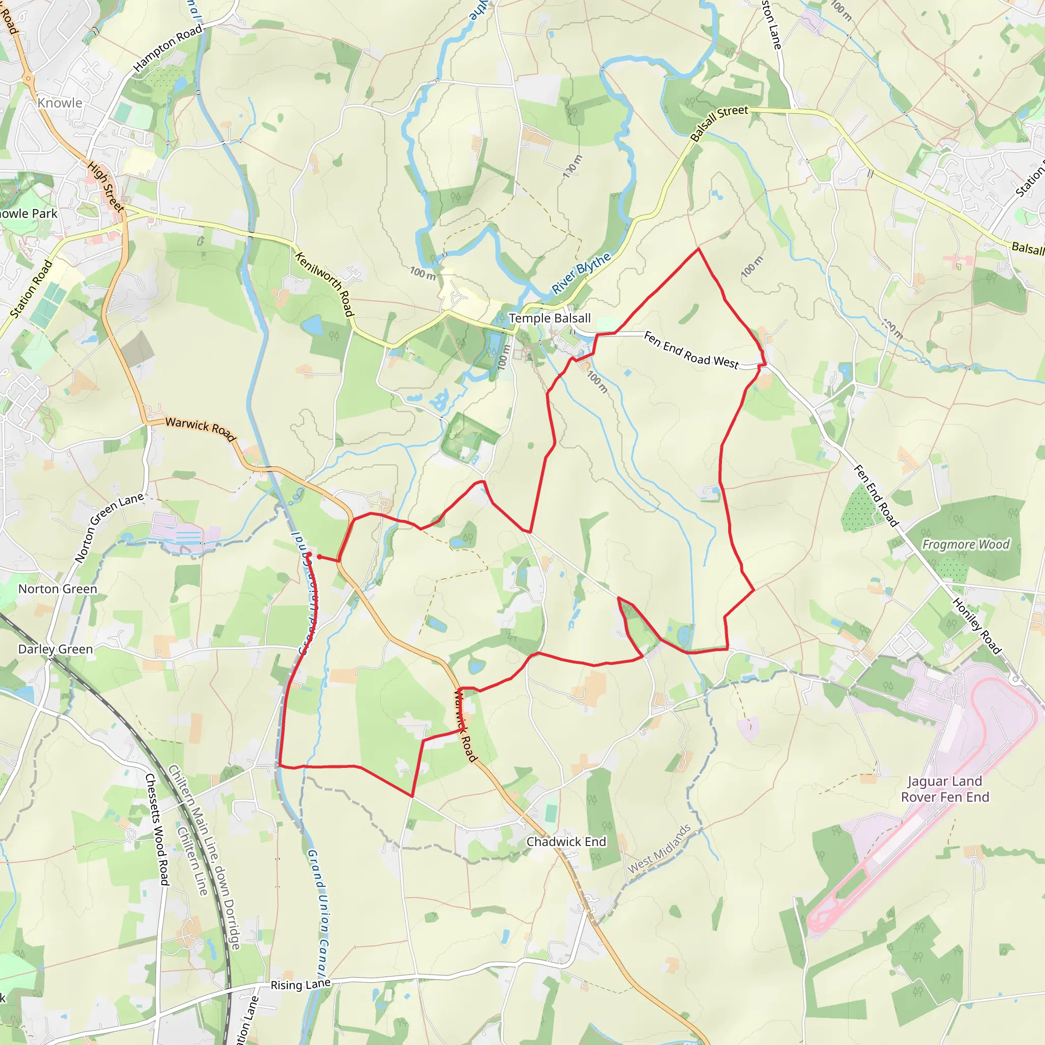 Heronfield and Temple Balsall Circular mobile static map