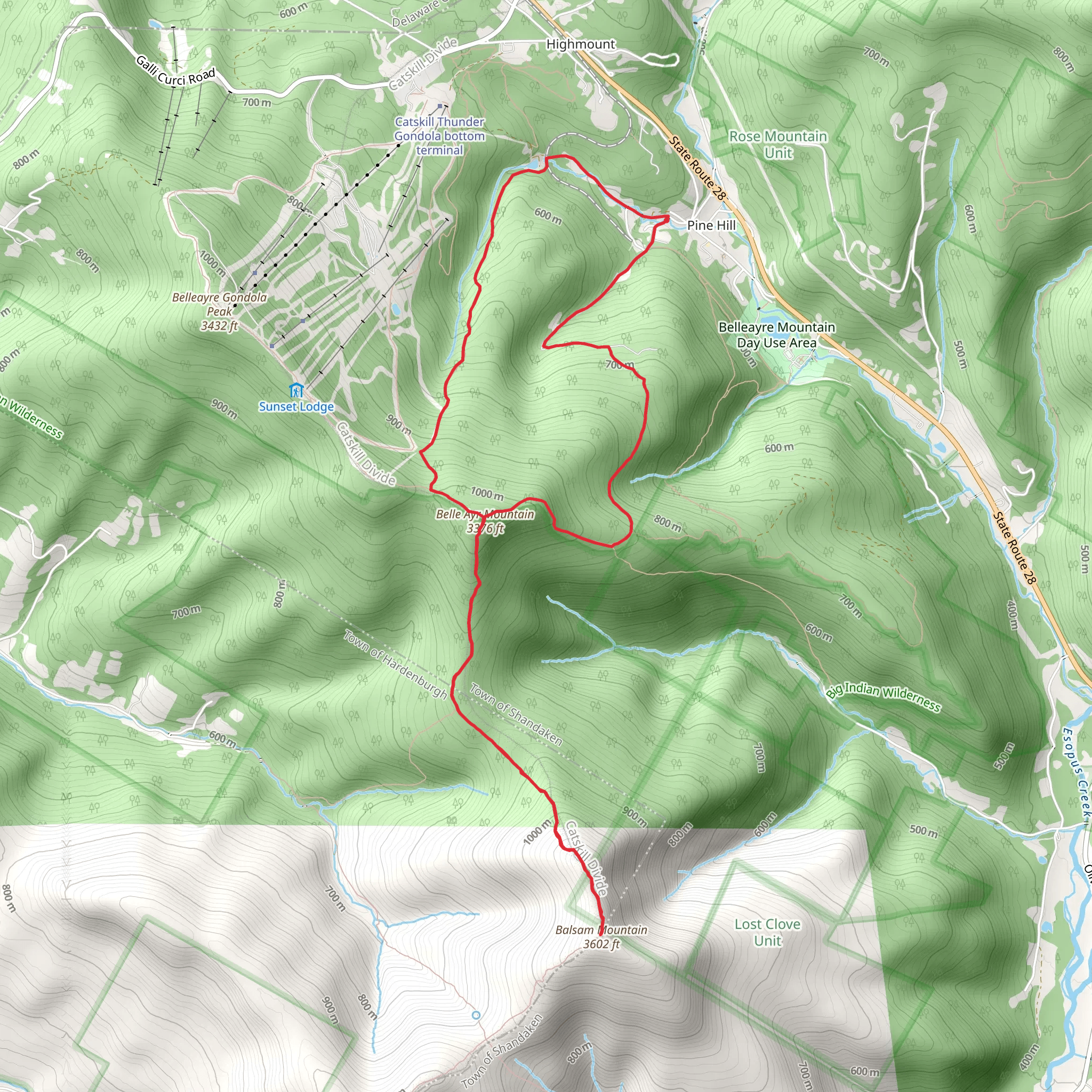 Belle Ayr Mountain and Balsam Mountain Loop Trail mobile static map