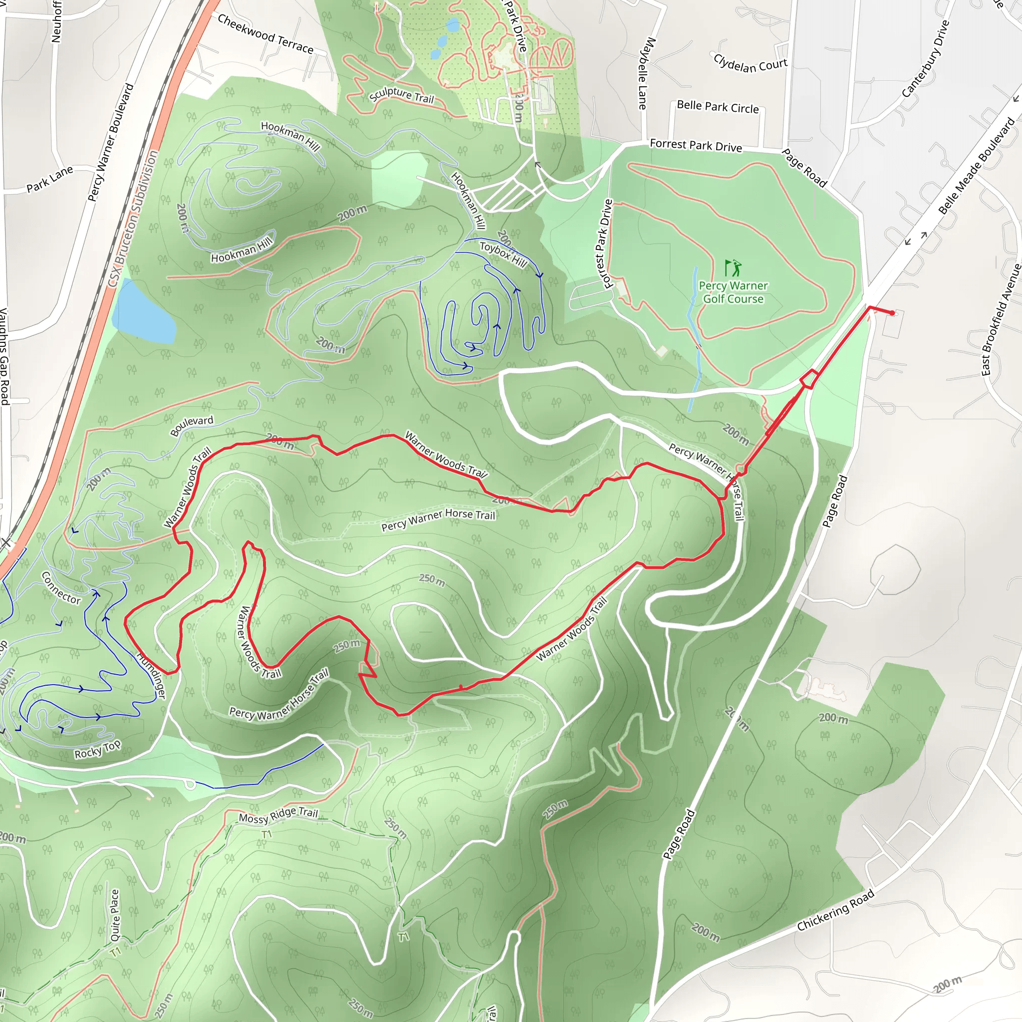 Warner Woods Trail Loop mobile static map
