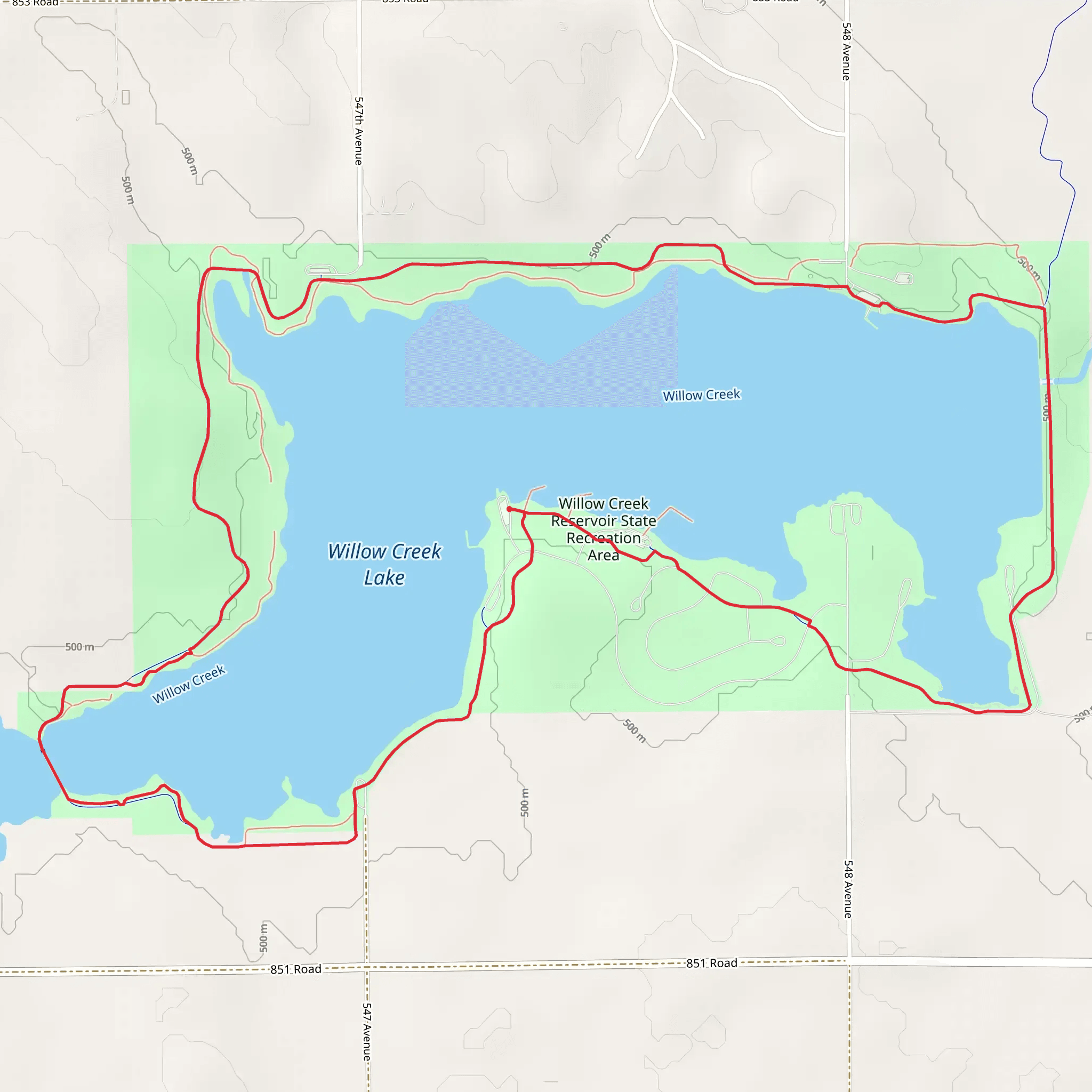 Willow Creek Lake Loop mobile static map