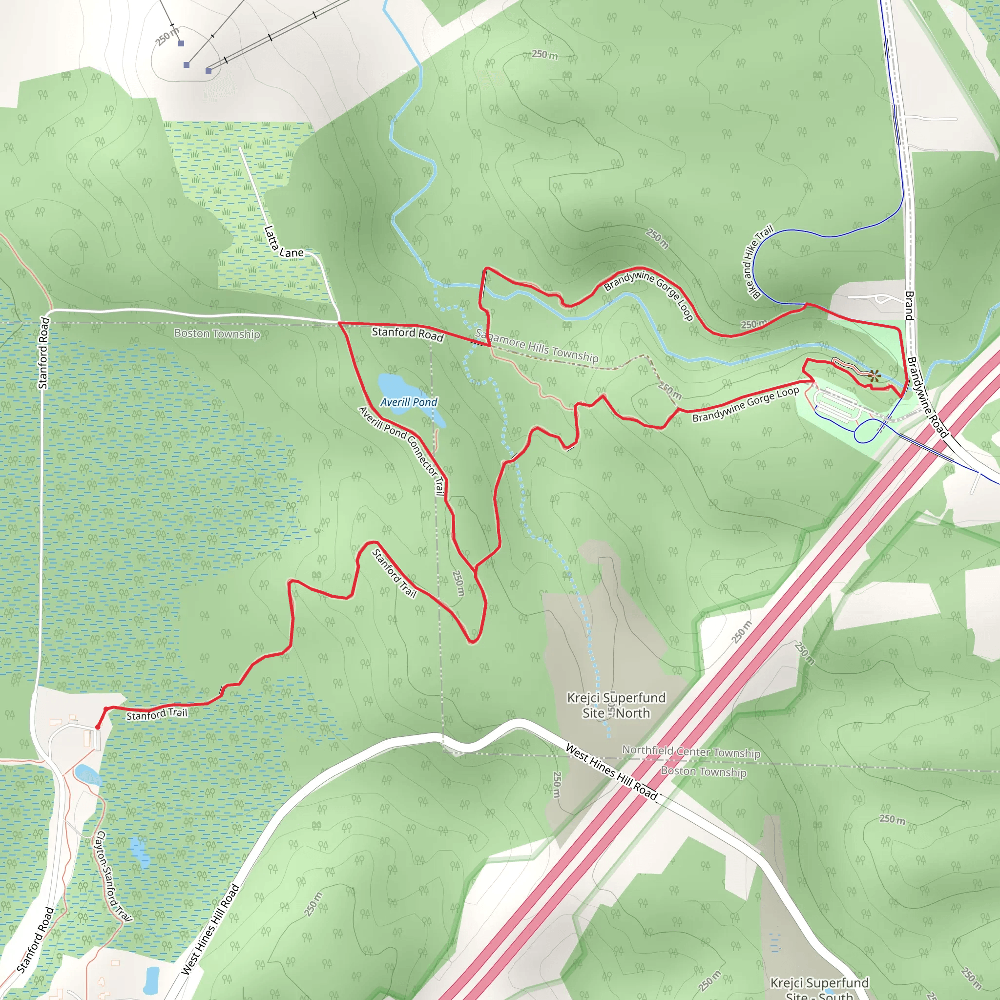 Stanford Trail to Brandywine Gorge Loop Trail mobile static map
