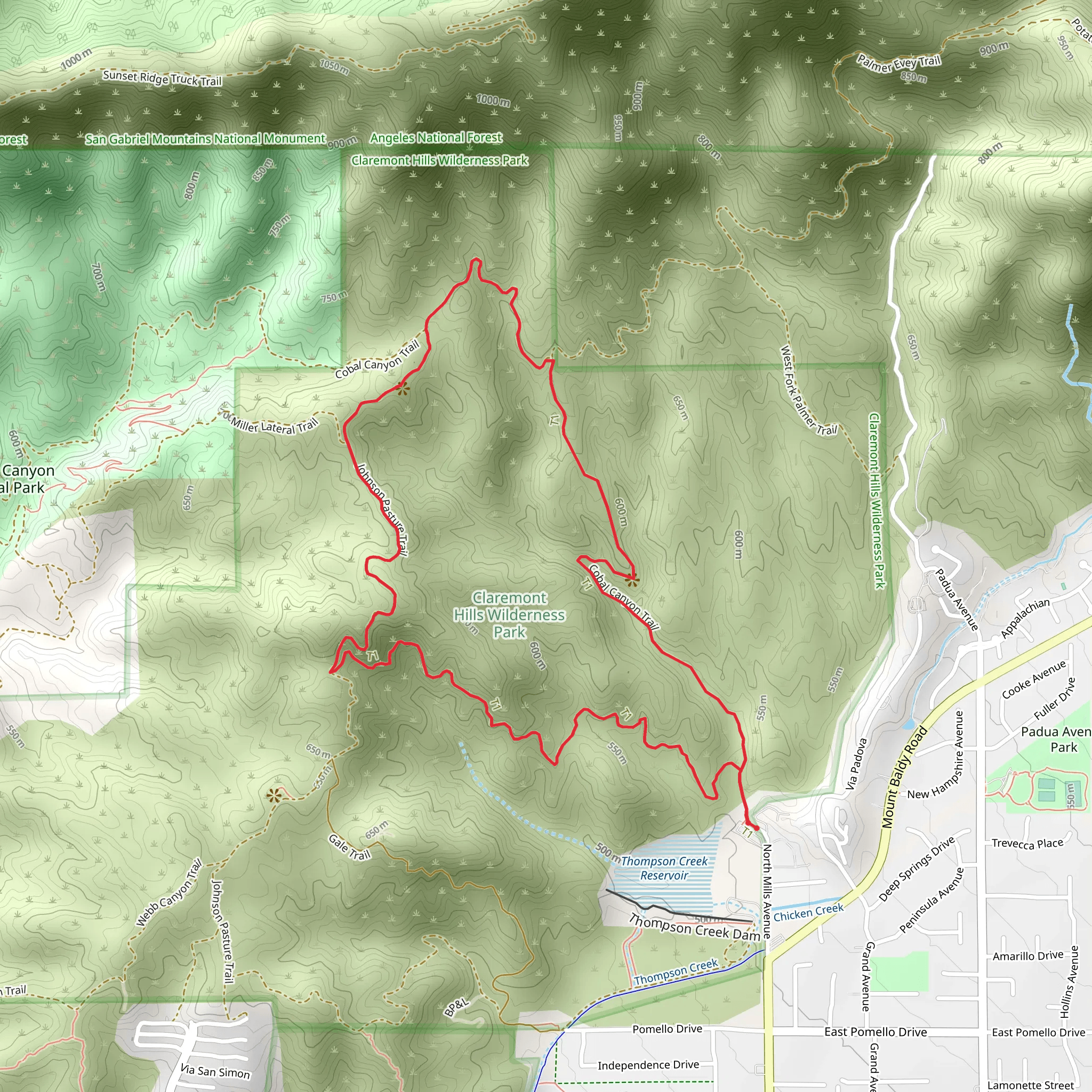 Cabol Canyon and Johnson Pasture Loop mobile static map