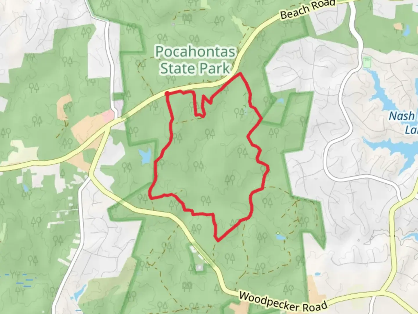 An image depicting the trail Roper Forest and Gill Forest Loop Trail and its surrounding area.