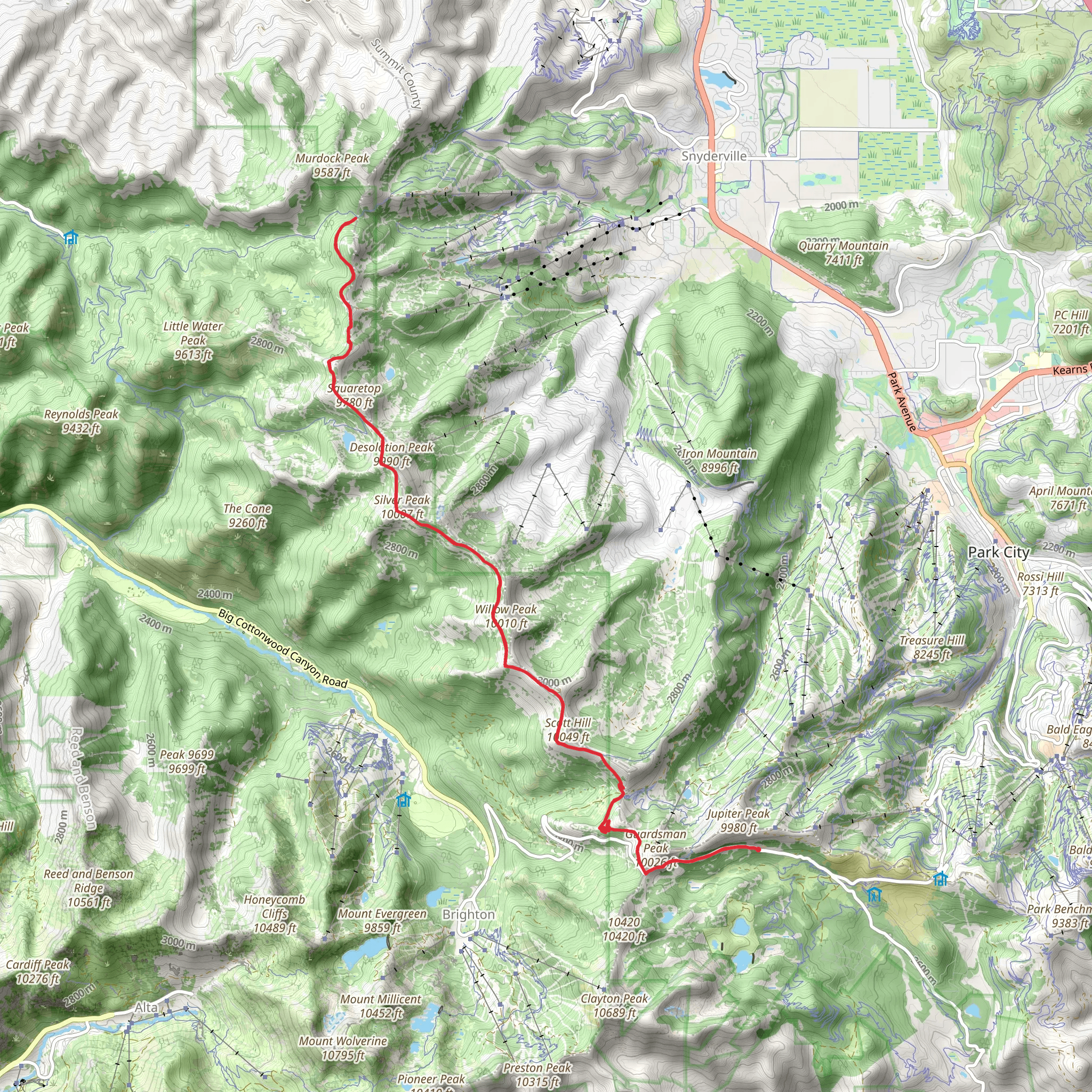 Wasatch Crest Trail via Scott's Bypass mobile static map
