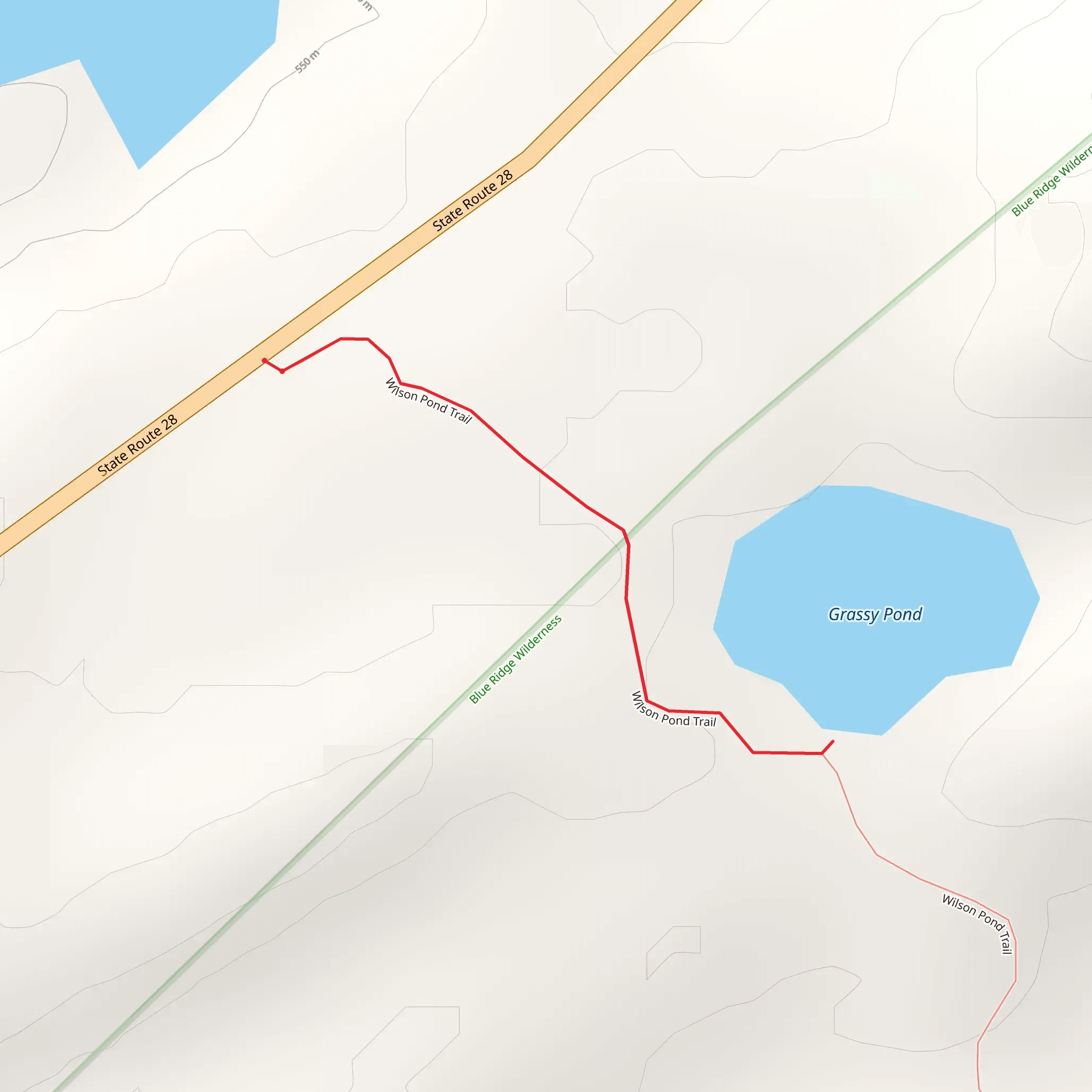 Grassy Pond via Wilson Pond Trail mobile static map