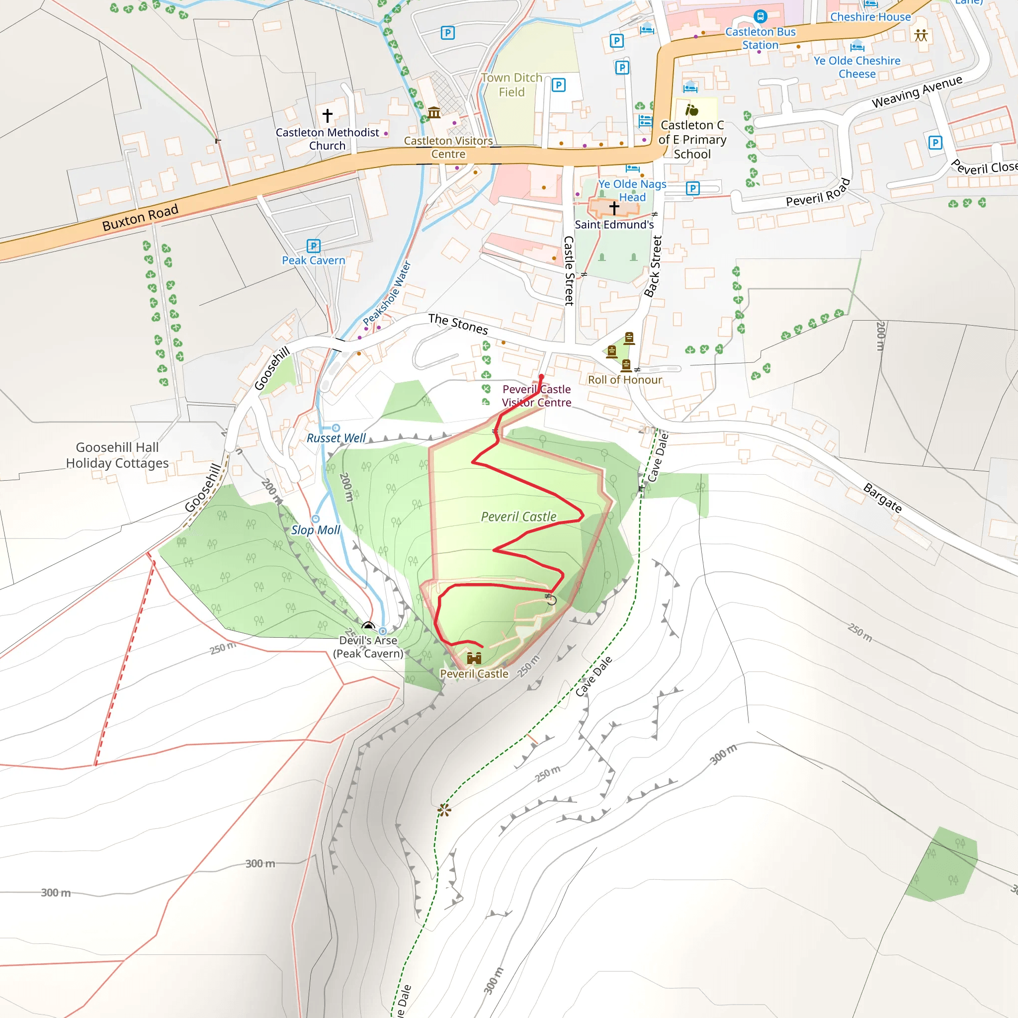 Peveril Castle Walk mobile static map