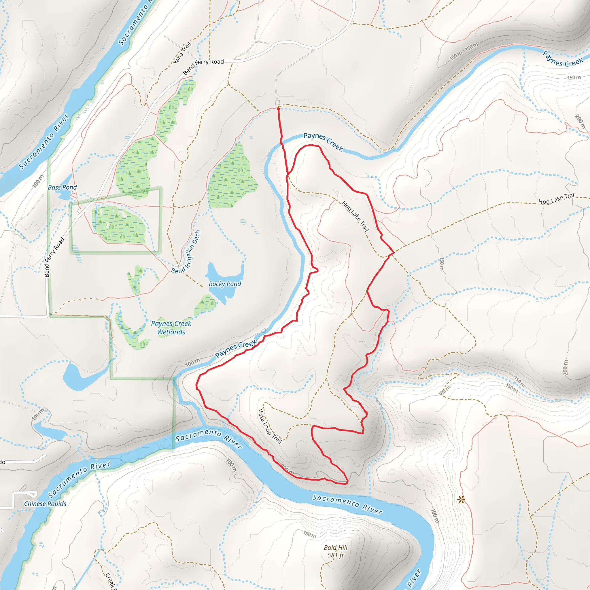 Paynes Creek and Flume Vista Loop Trail mobile static map