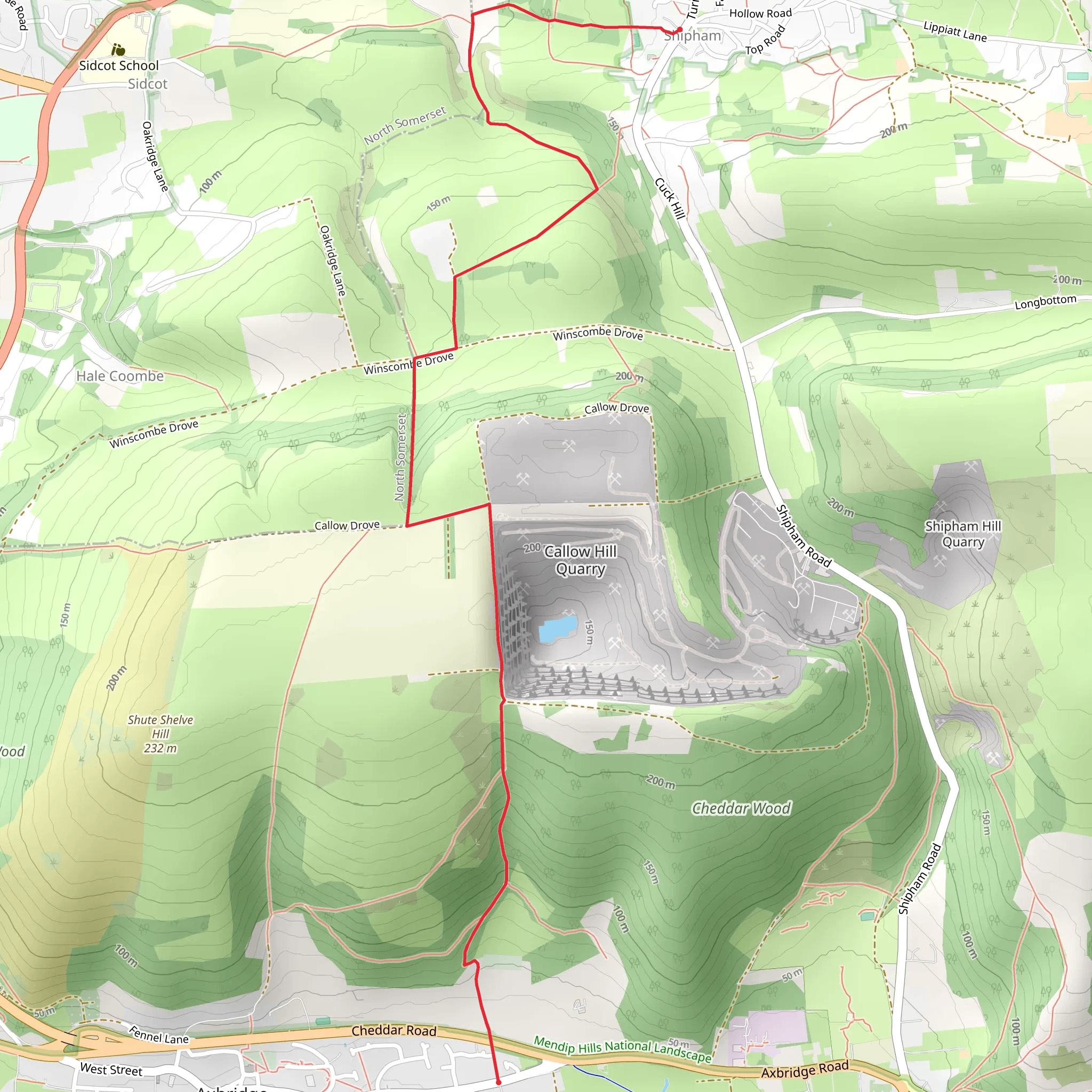 Axbridge to Shipham Walk mobile static map