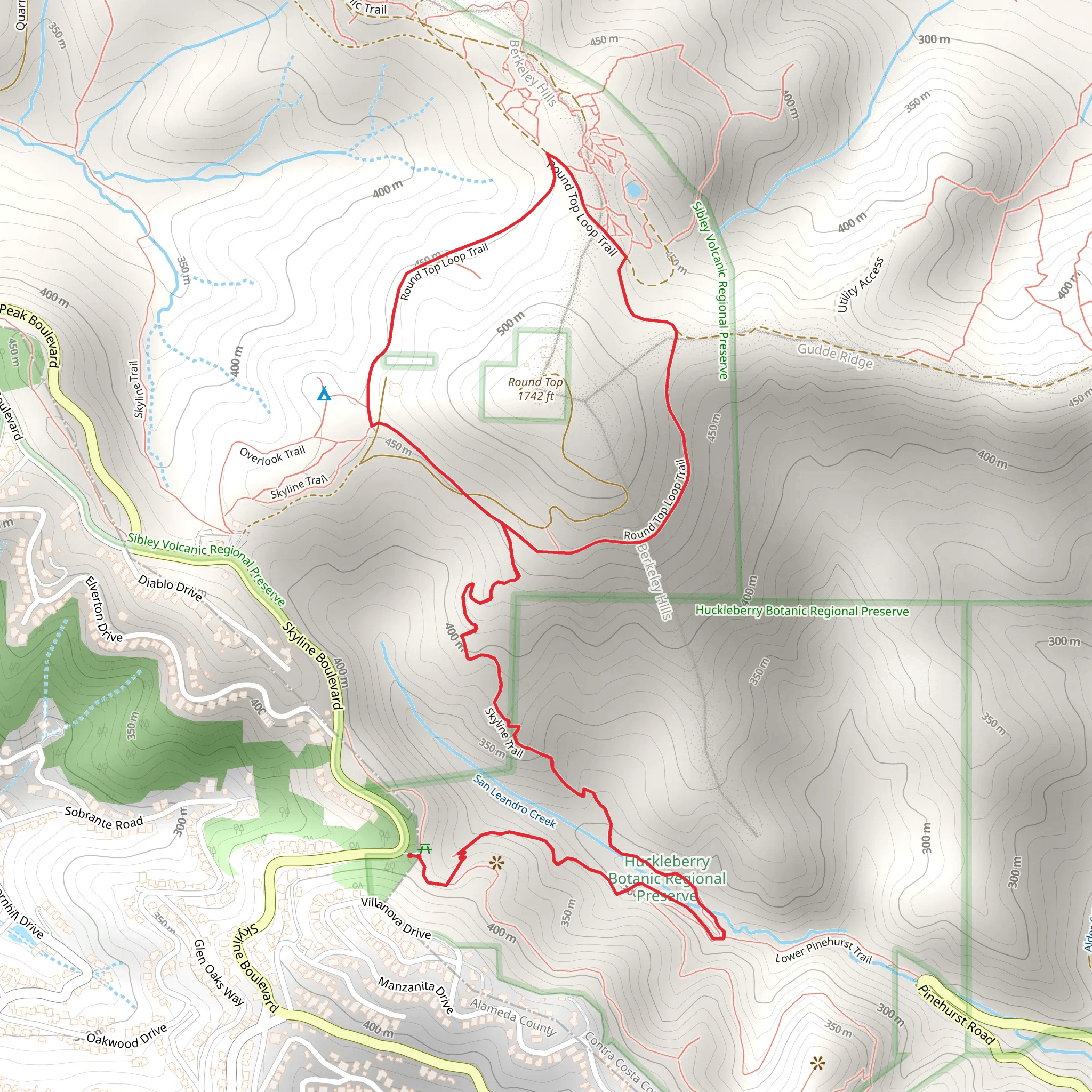 Round Top Loop via Skyline Trail mobile static map