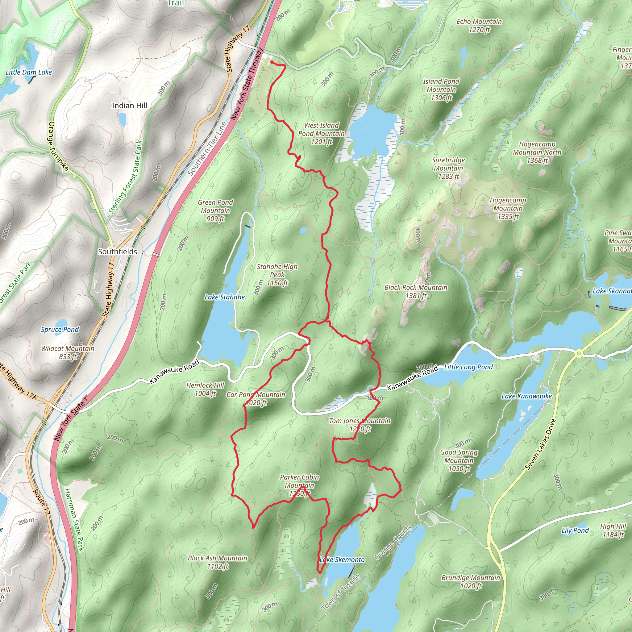 Car Pond Mountain to Parkre Cabin Mountain to Tom Jones Mountain mobile static map