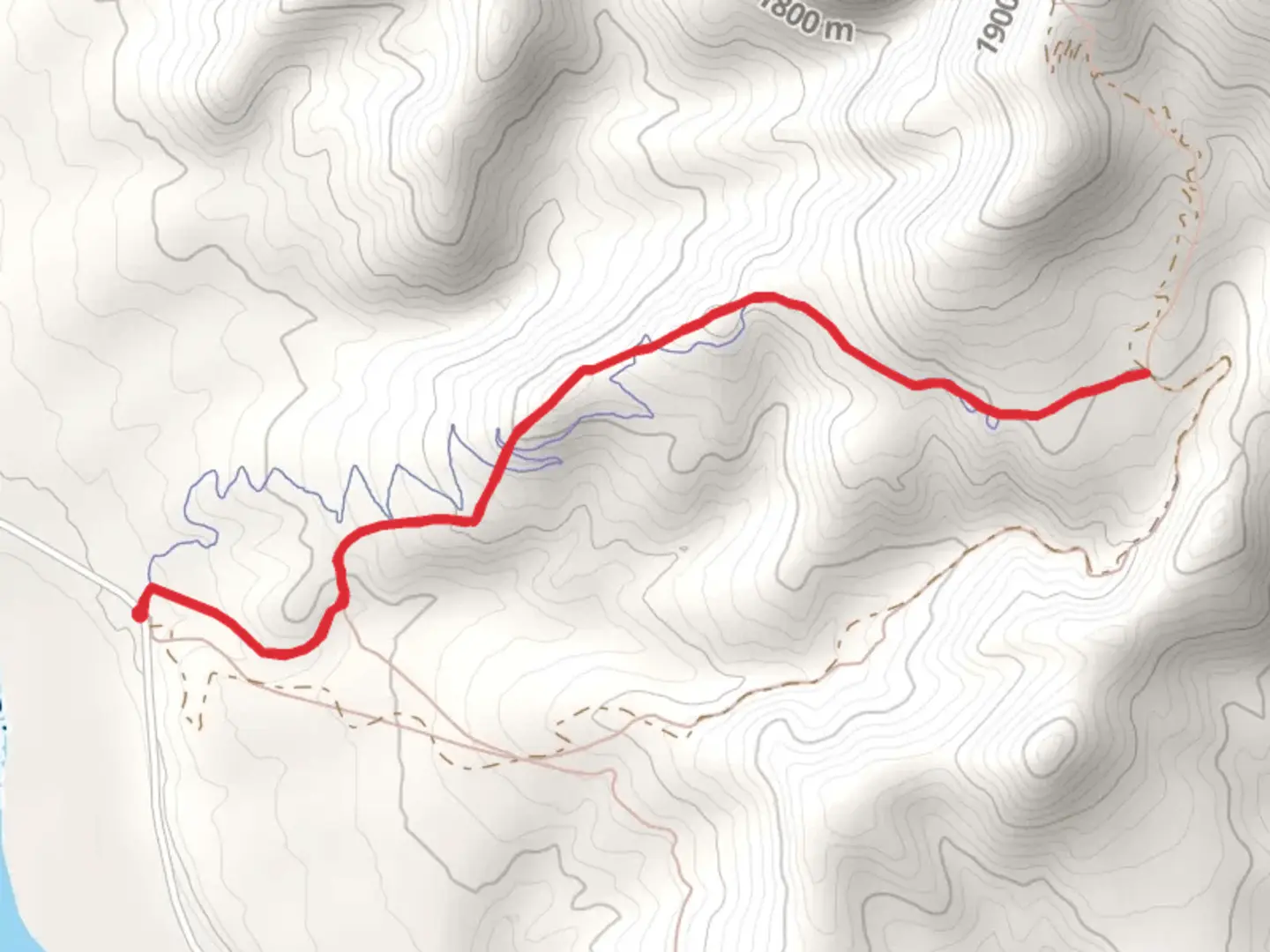An image depicting the trail Stinking Spring from East Heise Road and its surrounding area.