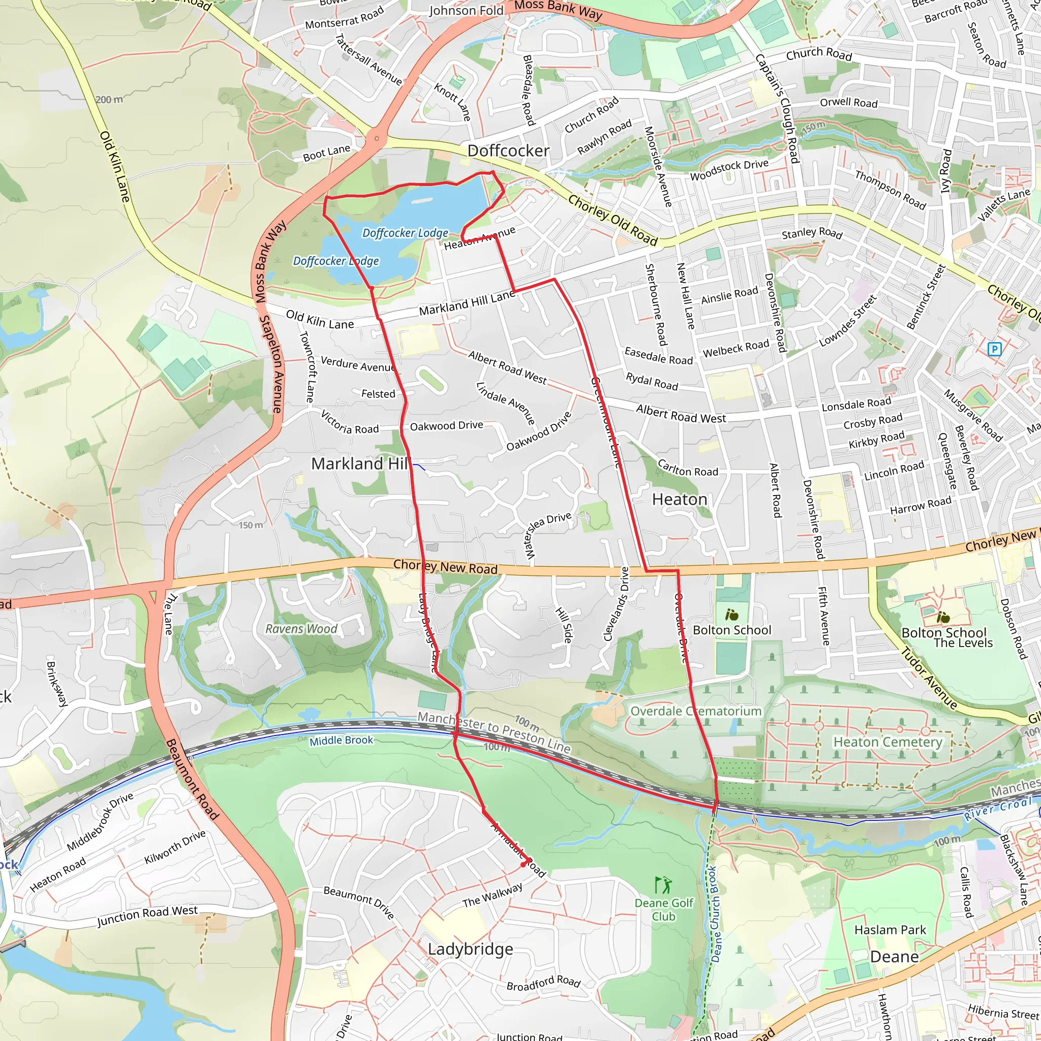 Doffcocker Lodge and Overdale Crematorium Loop mobile static map