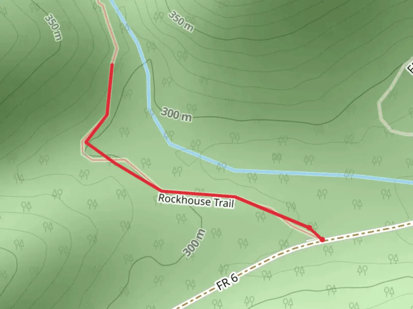 An image depicting the trail Carolann Cascades and its surrounding area.