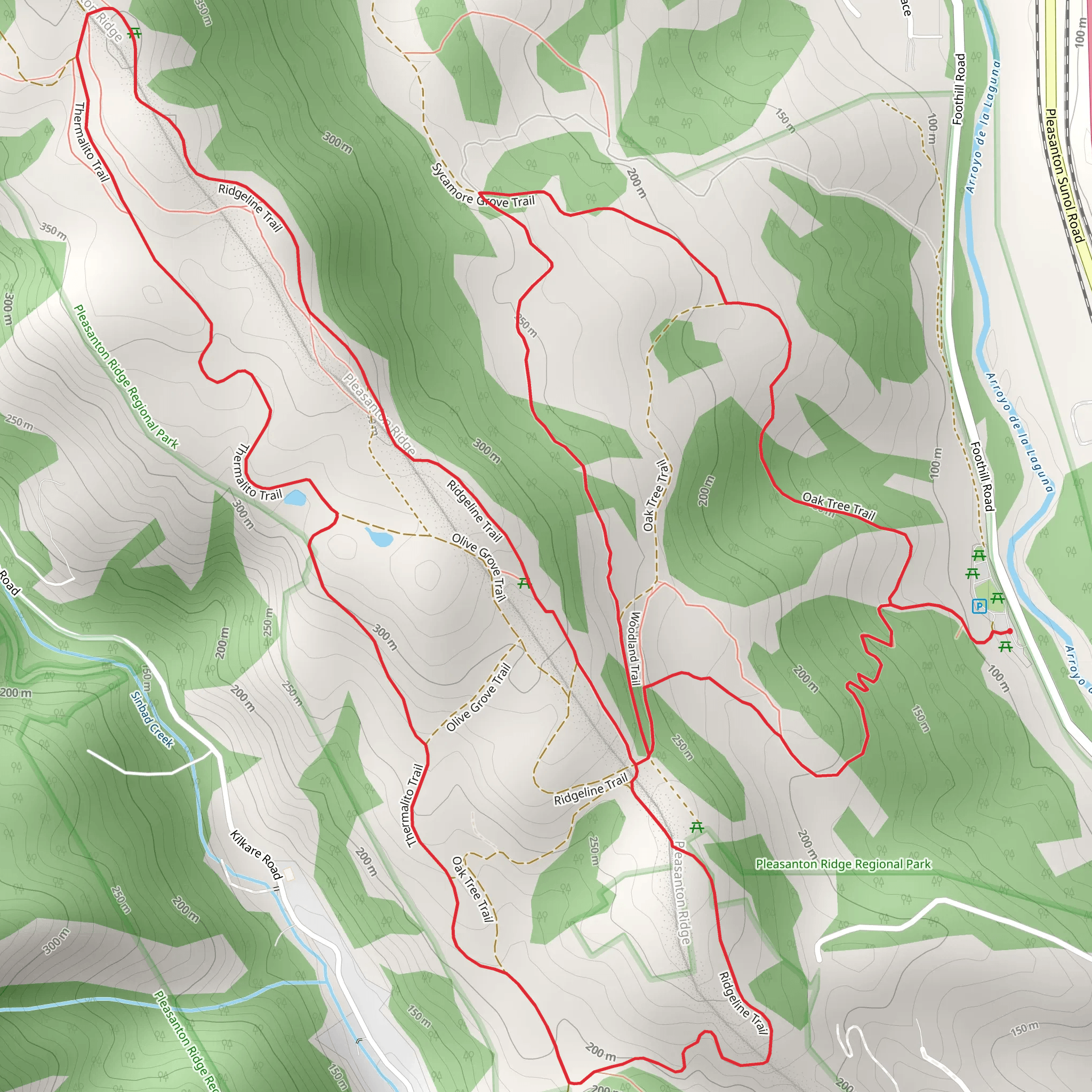 Oak Tree, Ridgeline and Thermalito Loop Trail mobile static map
