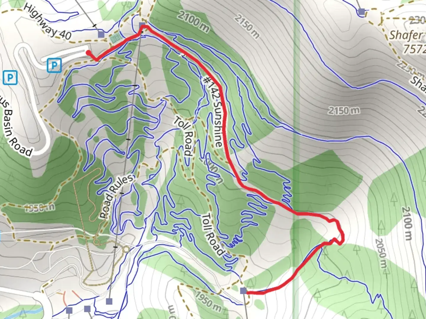 An image depicting the trail Last Chance and Sunshine and its surrounding area.