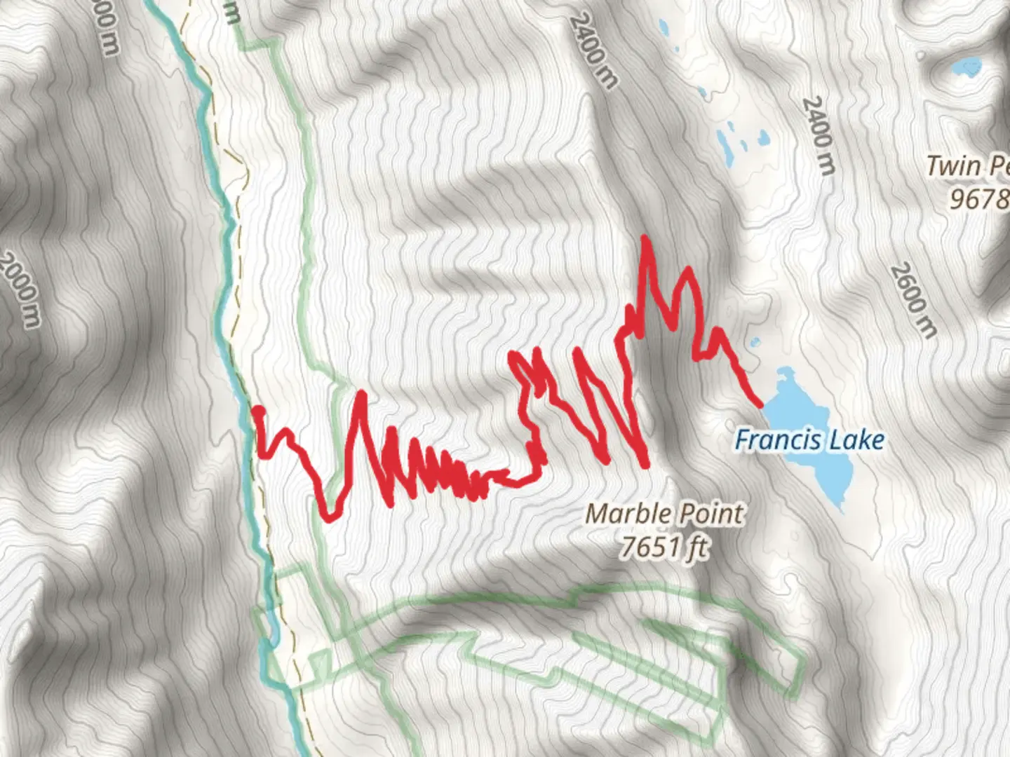 An image depicting the trail Francis Lake and its surrounding area.