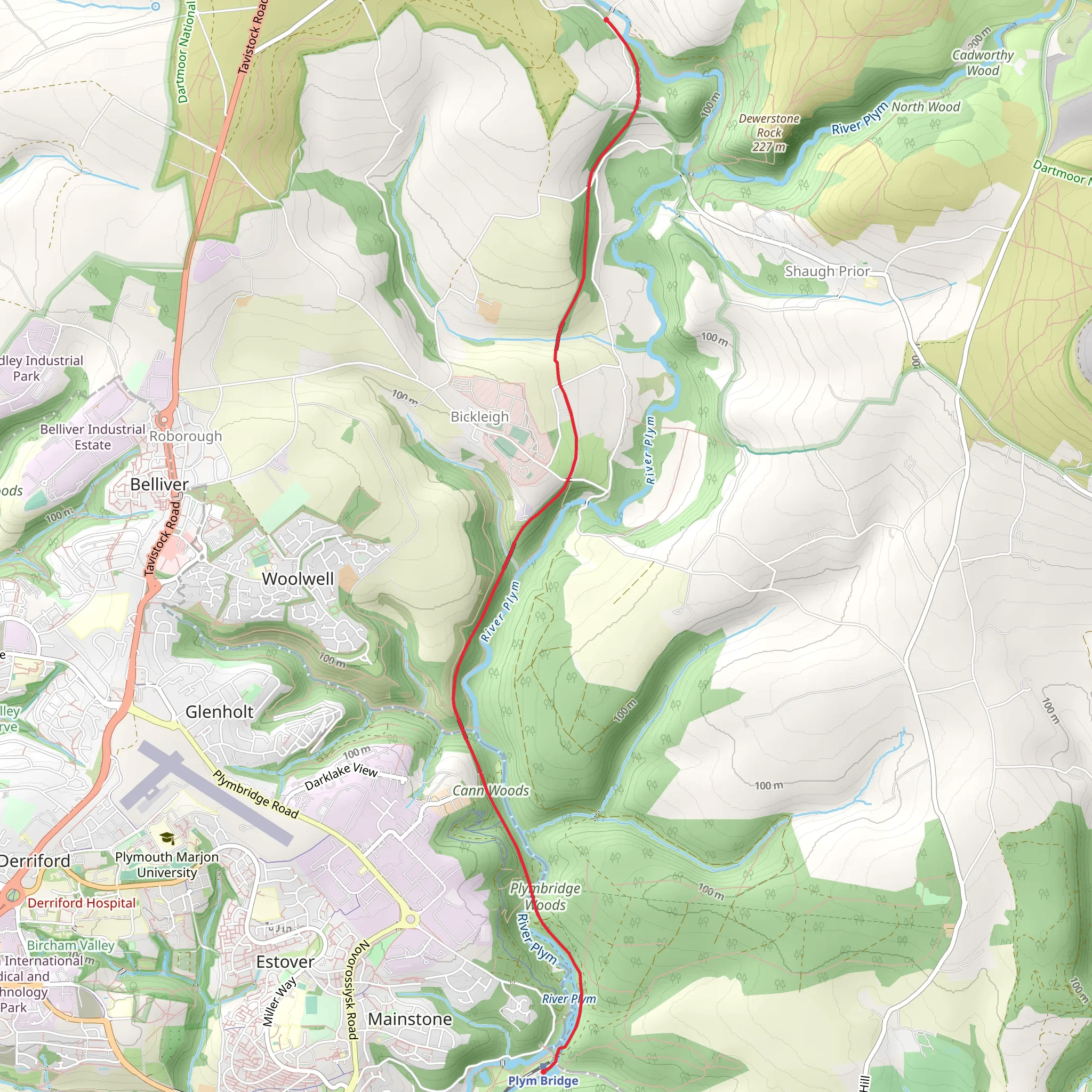 Plymbridge Woods Walk mobile static map