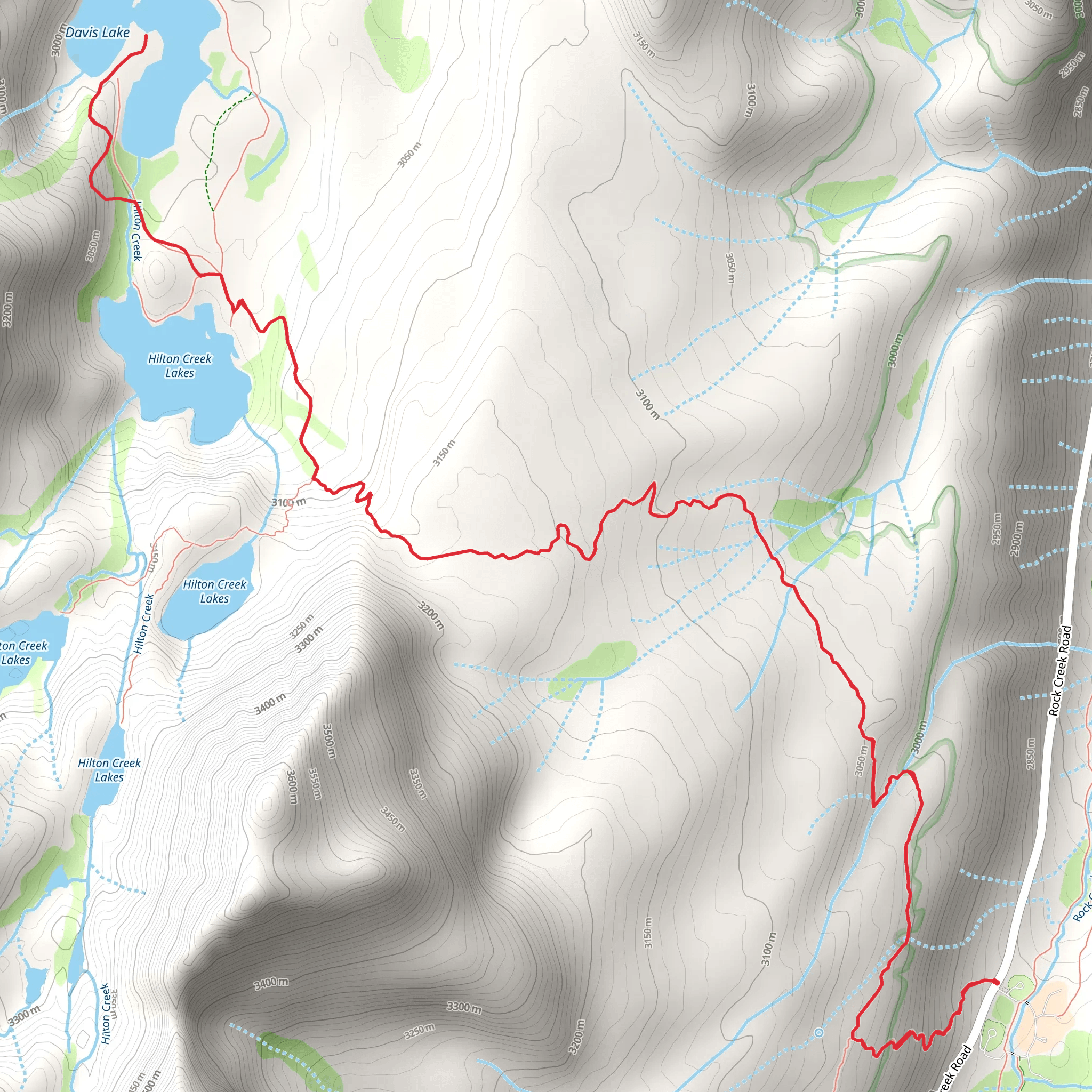 Davis Lake via Hilton Lakes Trail mobile static map