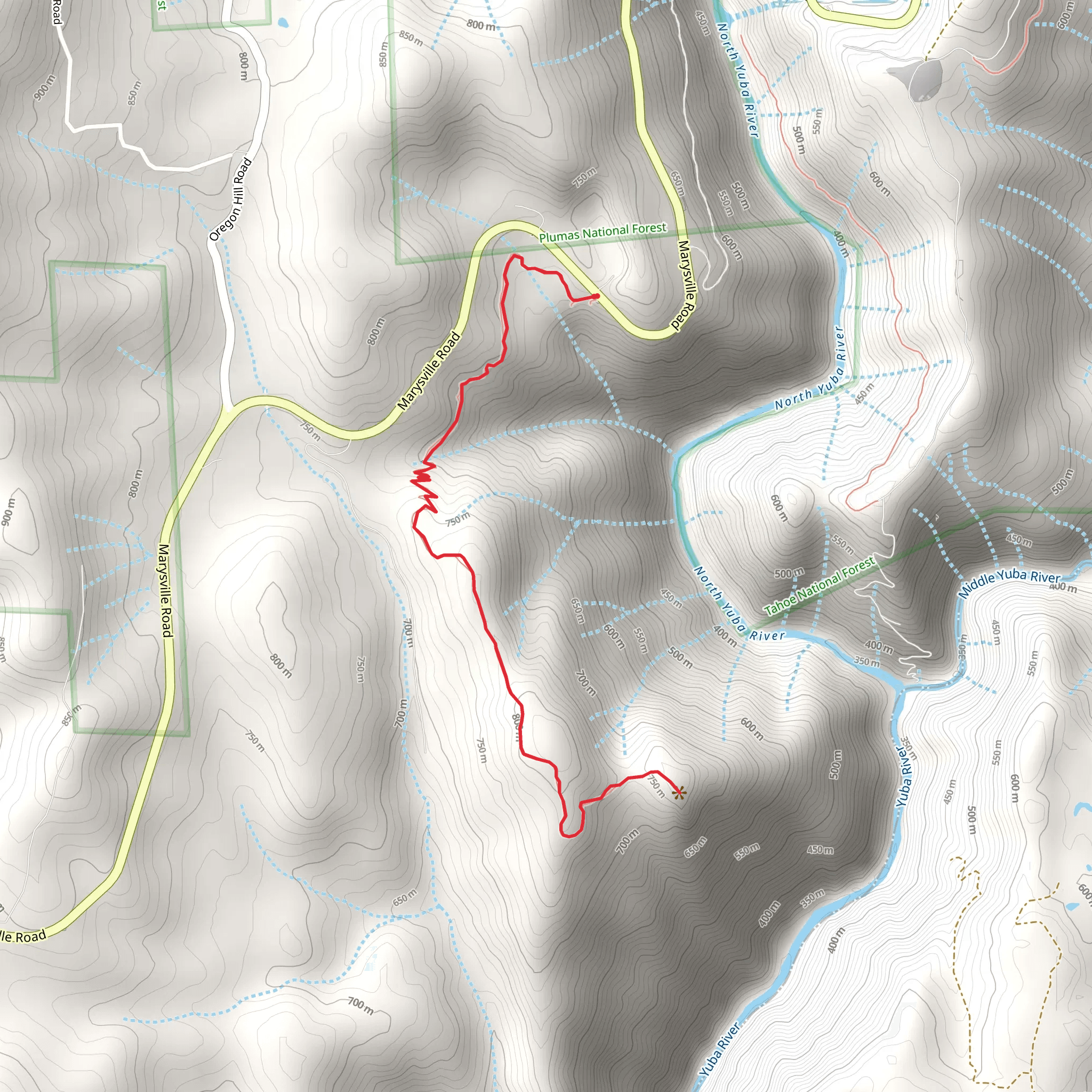 Yuba Rim Trail mobile static map