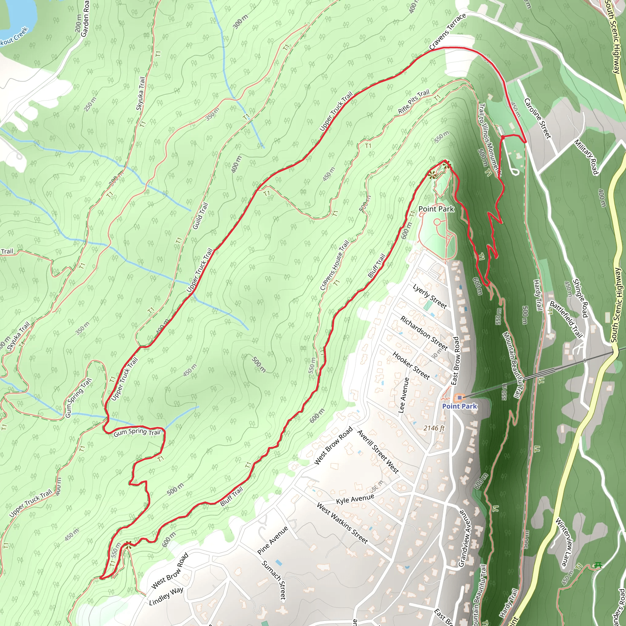 Upper Truck and Bluff Trail Loop mobile static map
