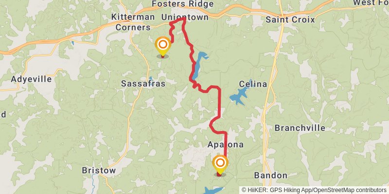 American Discovery Trail South Route - Indiana stage 21 Map