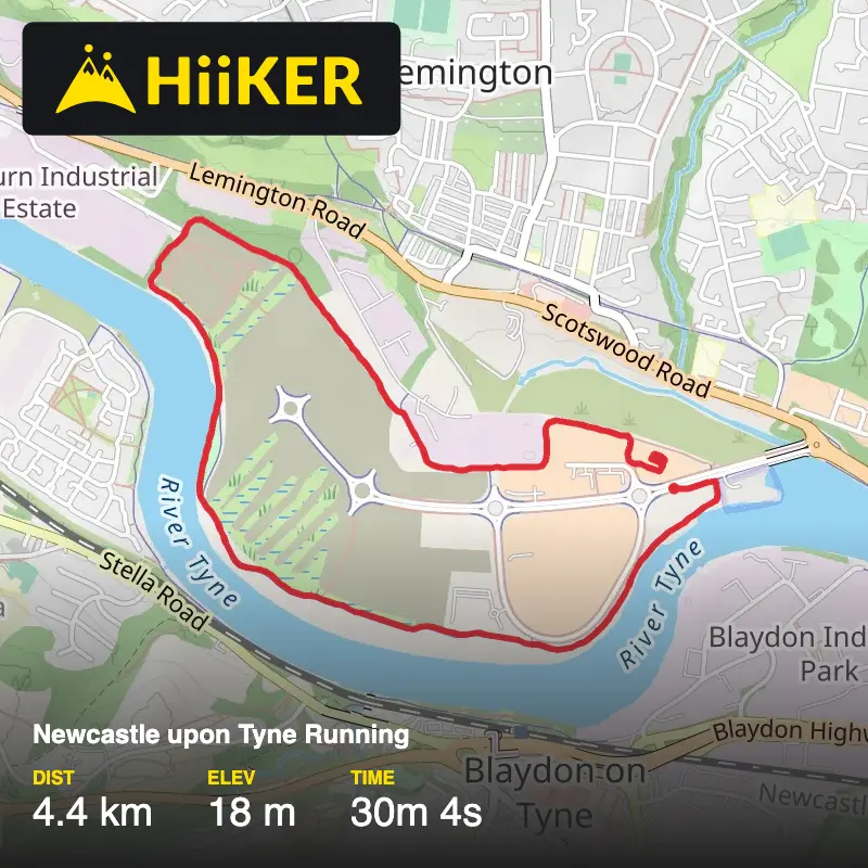 A map preview of the recording Newcastle upon Tyne Running.