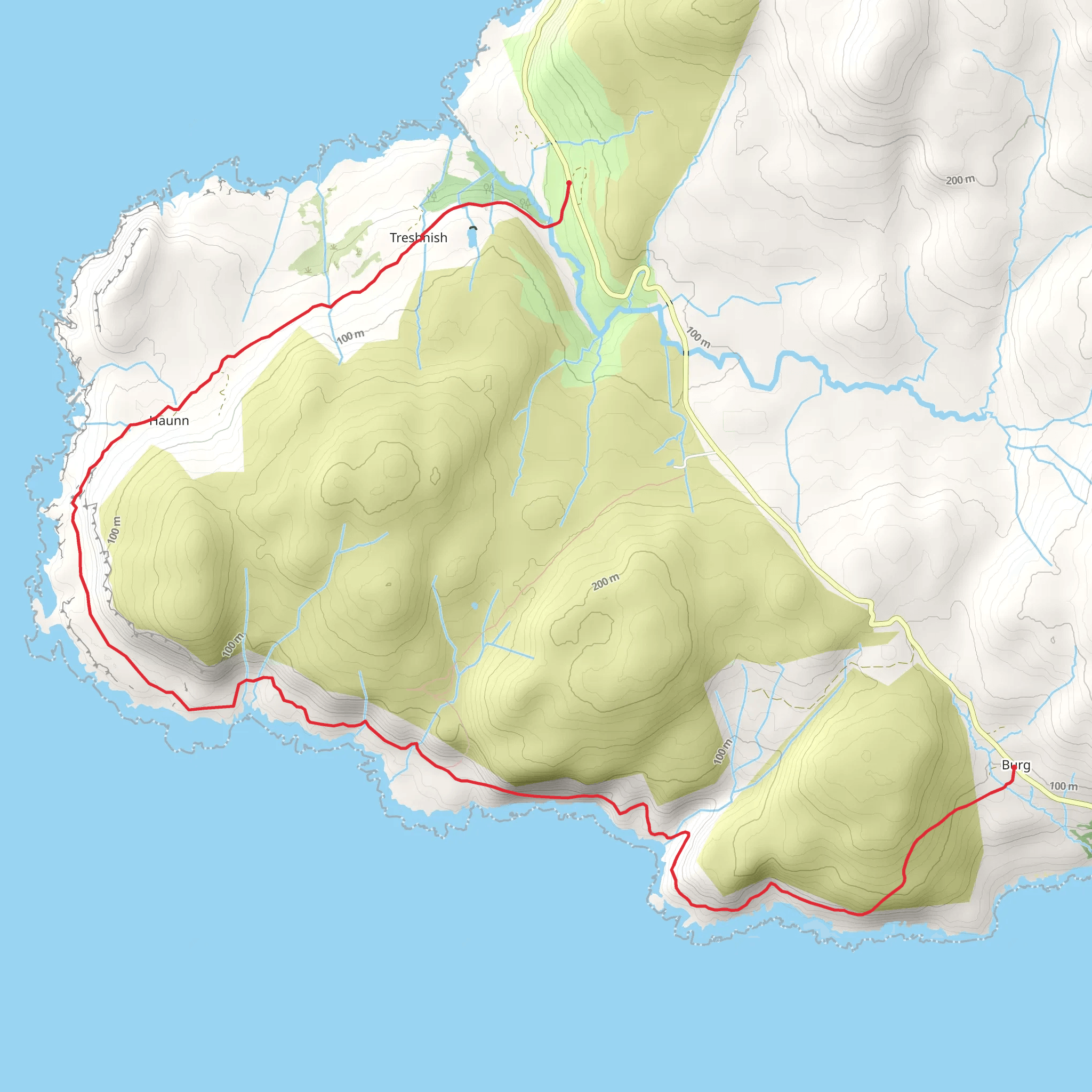 Mull - Treshnish Coast and Whisky Cave Walk mobile static map