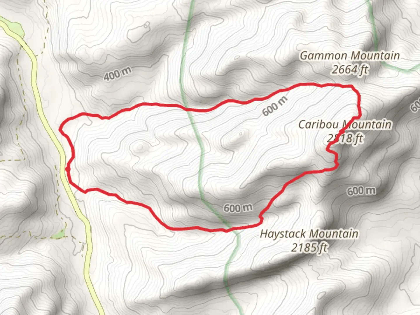 An image depicting the trail Caribou Trail via Mud Brook Trail and its surrounding area.