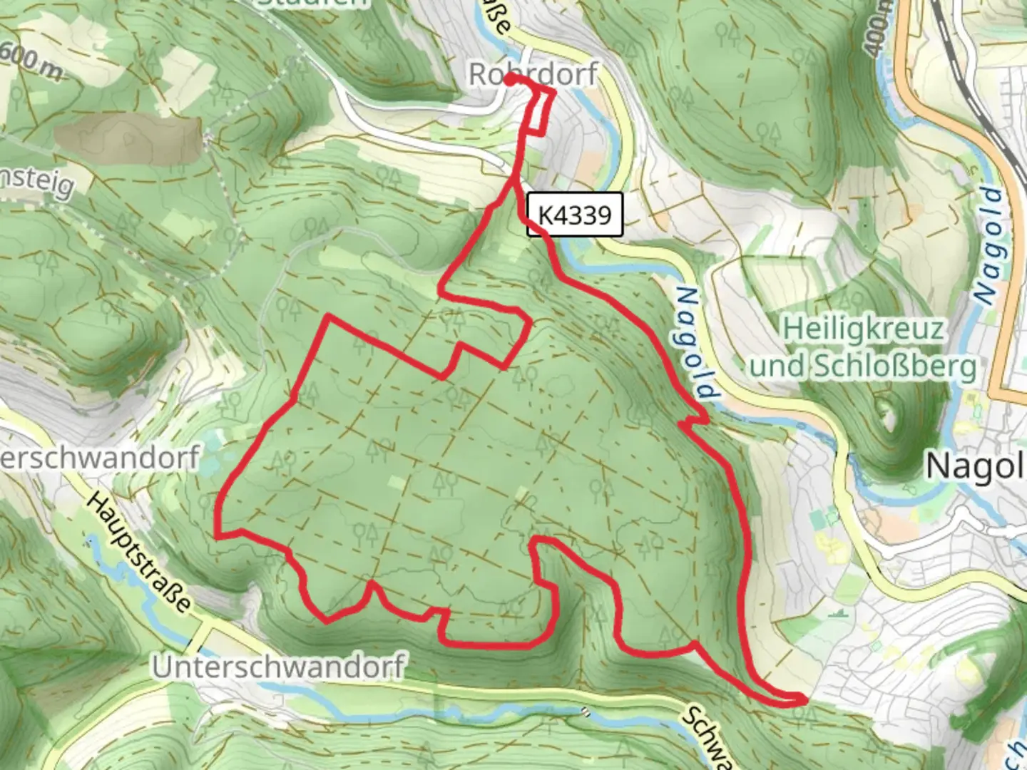An image depicting the trail Malmentunnel-Ehemalige Seilerei and 7 Berge Weg and its surrounding area.