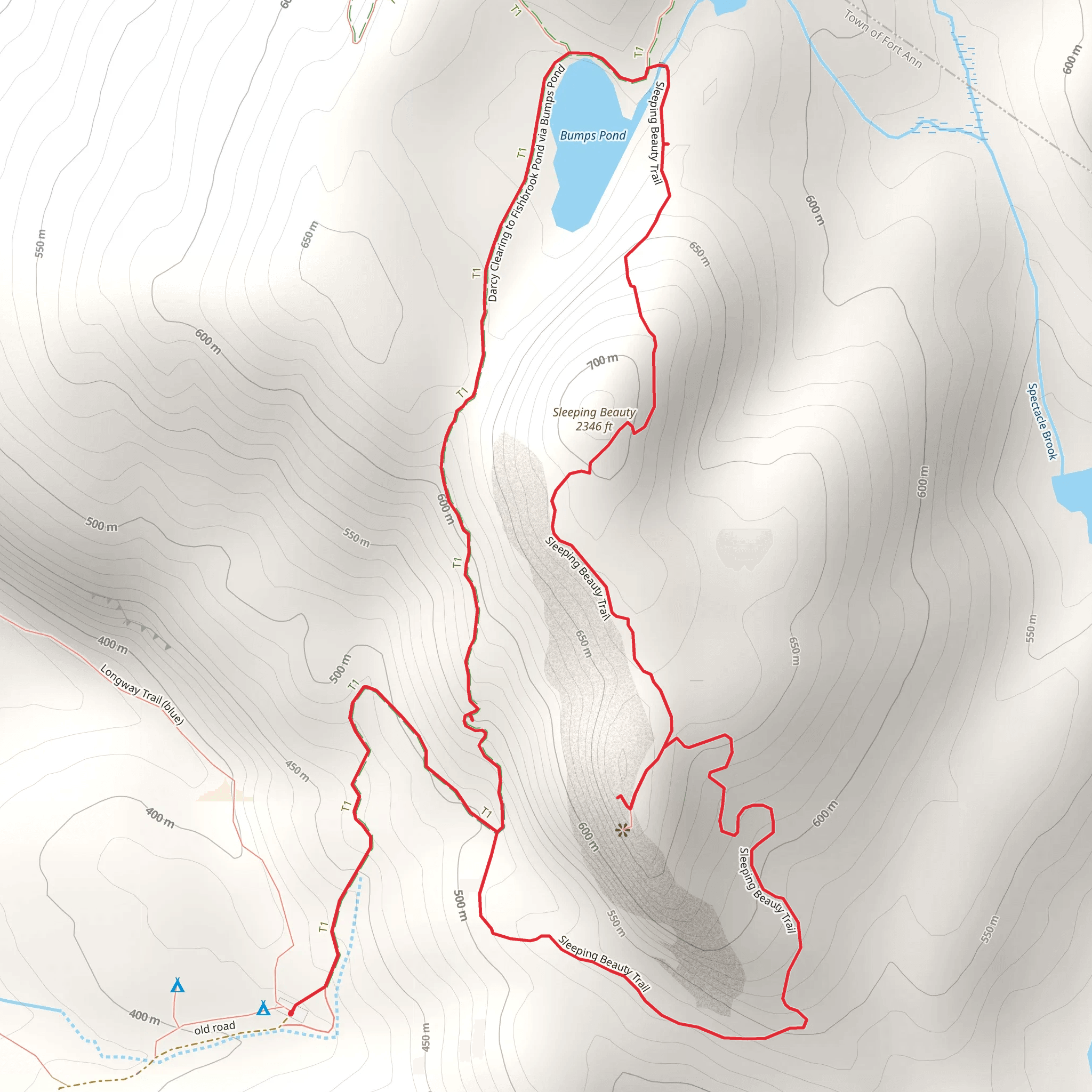 Sleeping Beauty and Bumps Pond Loop Trail mobile static map
