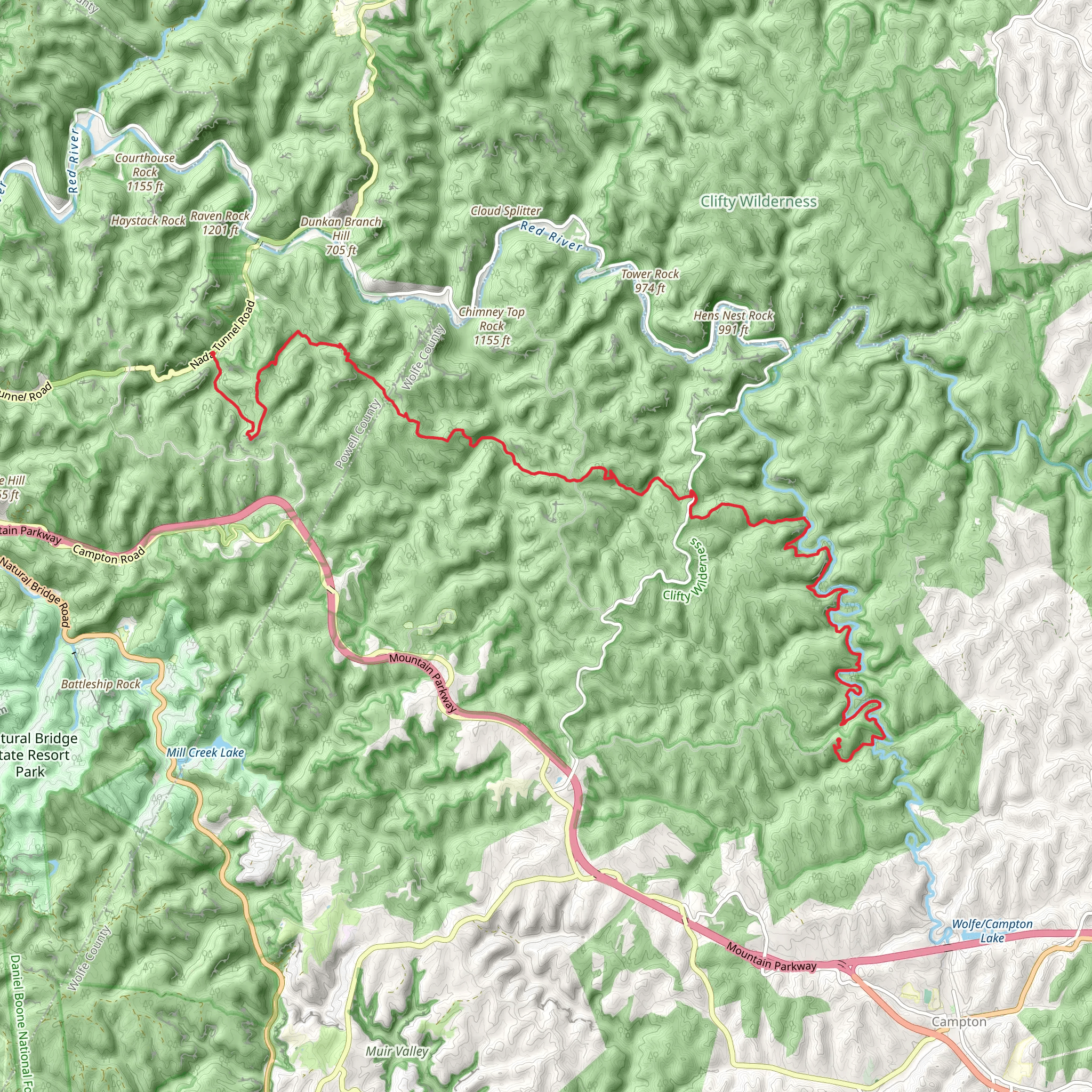 Swift Camp Creek Trail Point to Point mobile static map