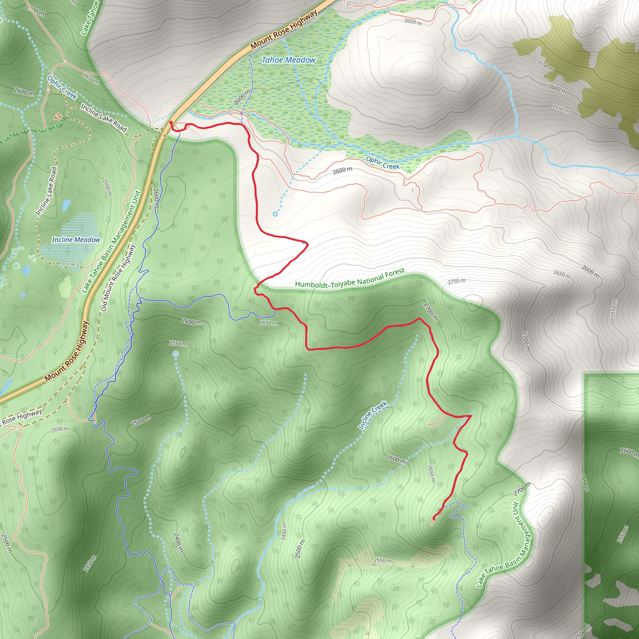 Tahoe Rim Trail from Incline Meadow mobile static map