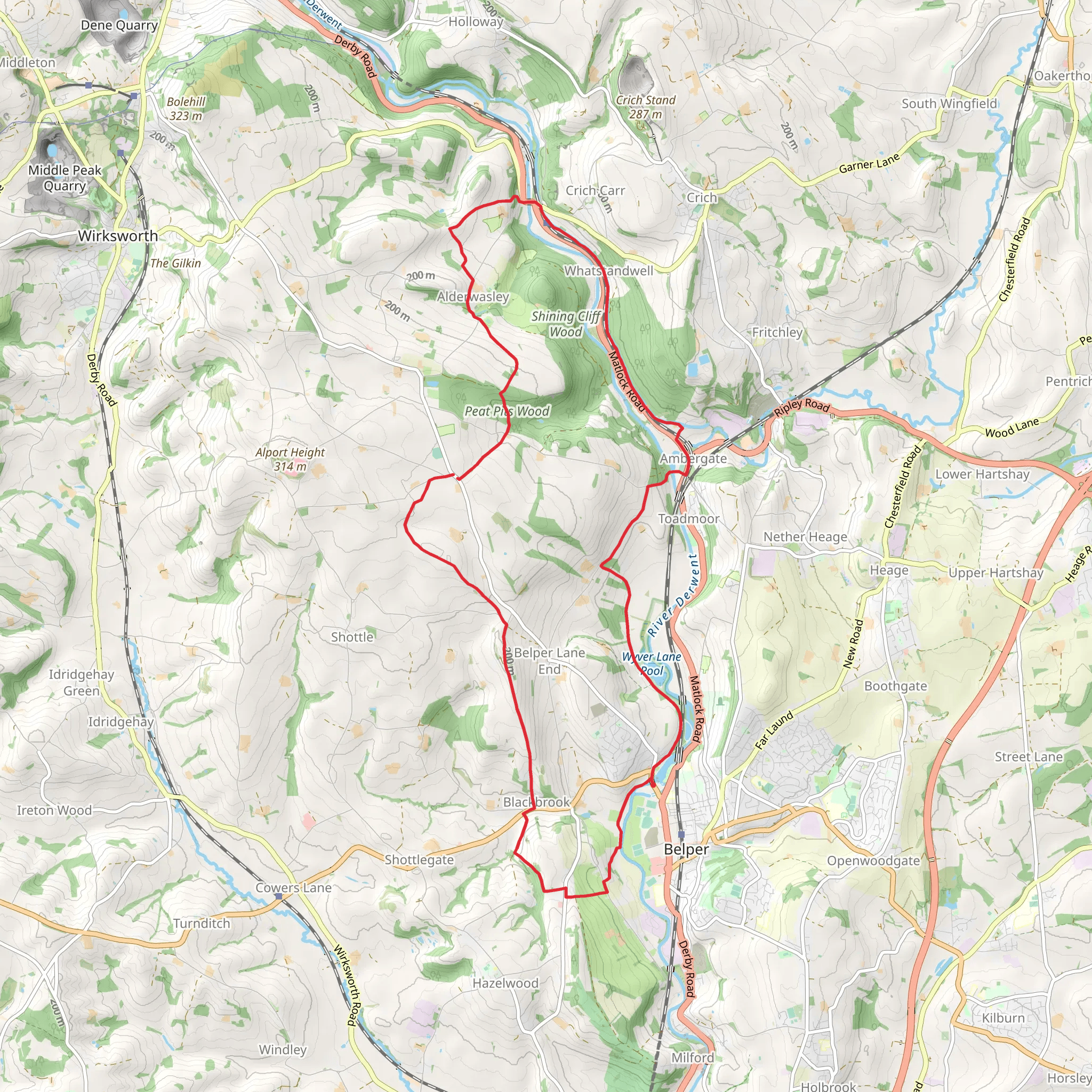 Around Belper mobile static map