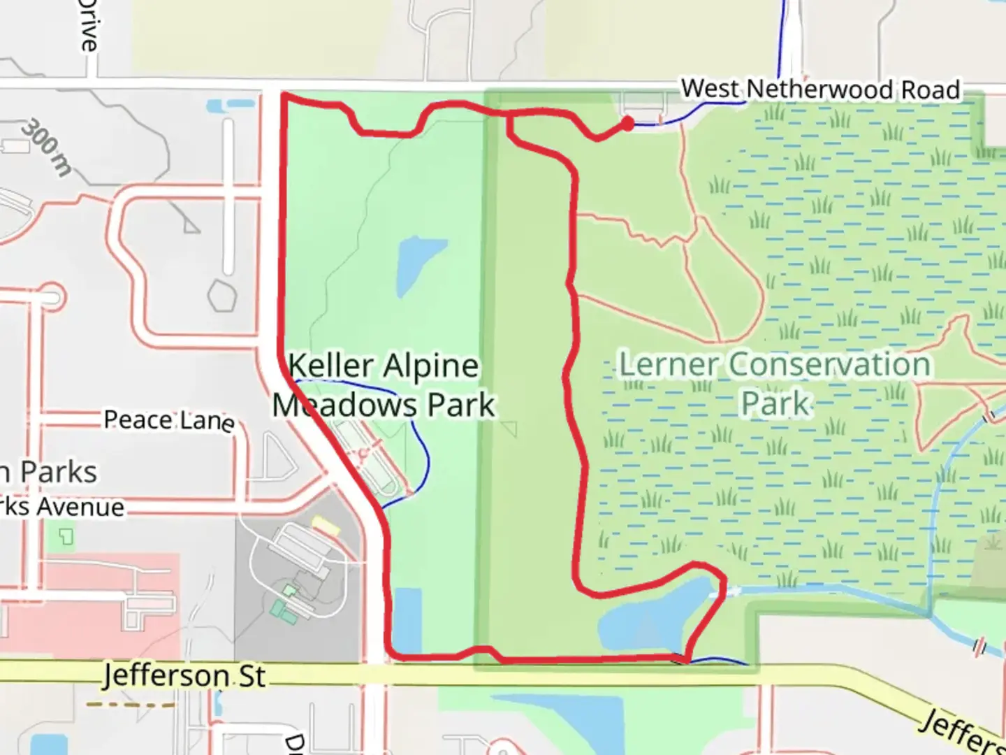 An image depicting the trail Lerner Conservation Park Loop and its surrounding area.