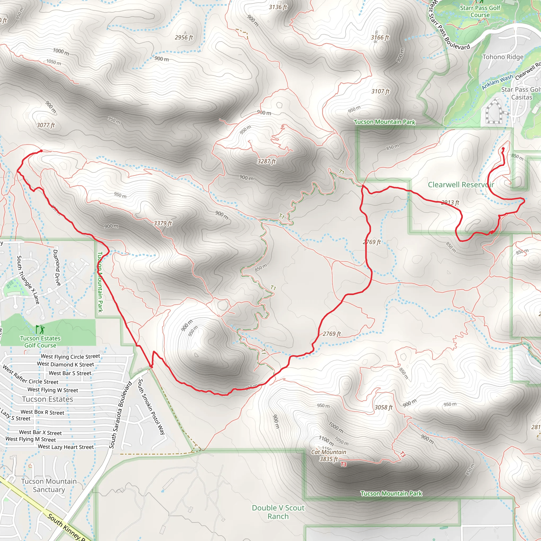 Starr Pass Trail mobile static map
