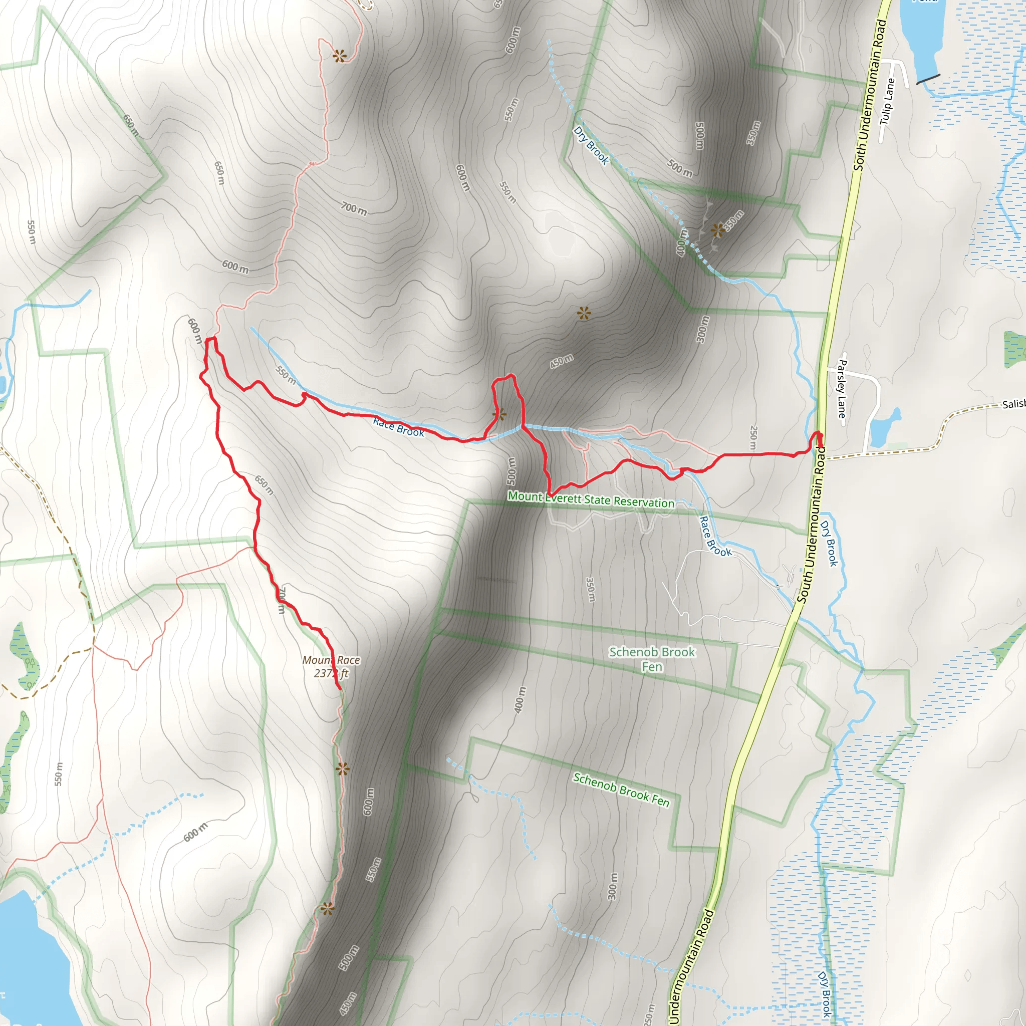 Mount Race via Race Brook mobile static map