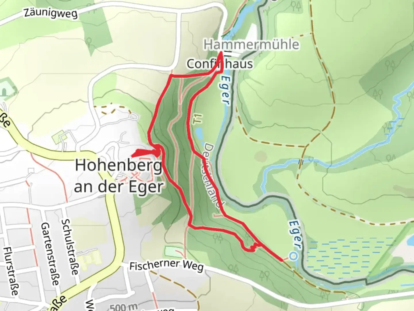 An image depicting the trail Wasserbehaelter via Egerweg and Seelensteig Loop and its surrounding area.