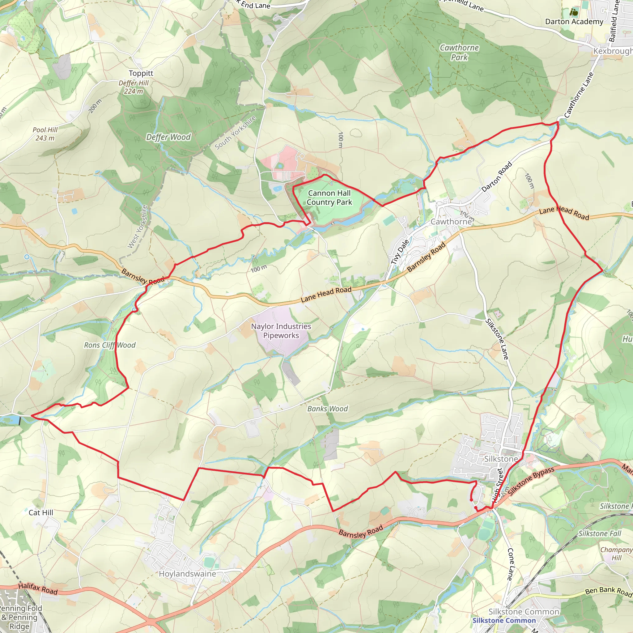 Silkstone Circular and Cannon Hall Country Park mobile static map