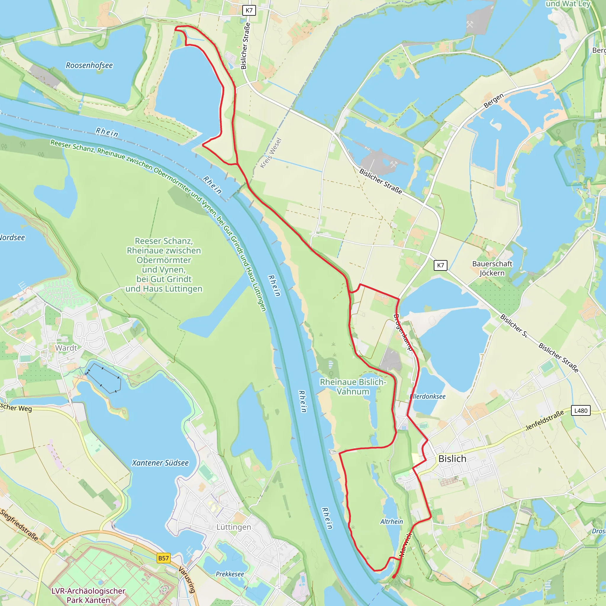 Rheinaue Bislich Vahnum Loop mobile static map