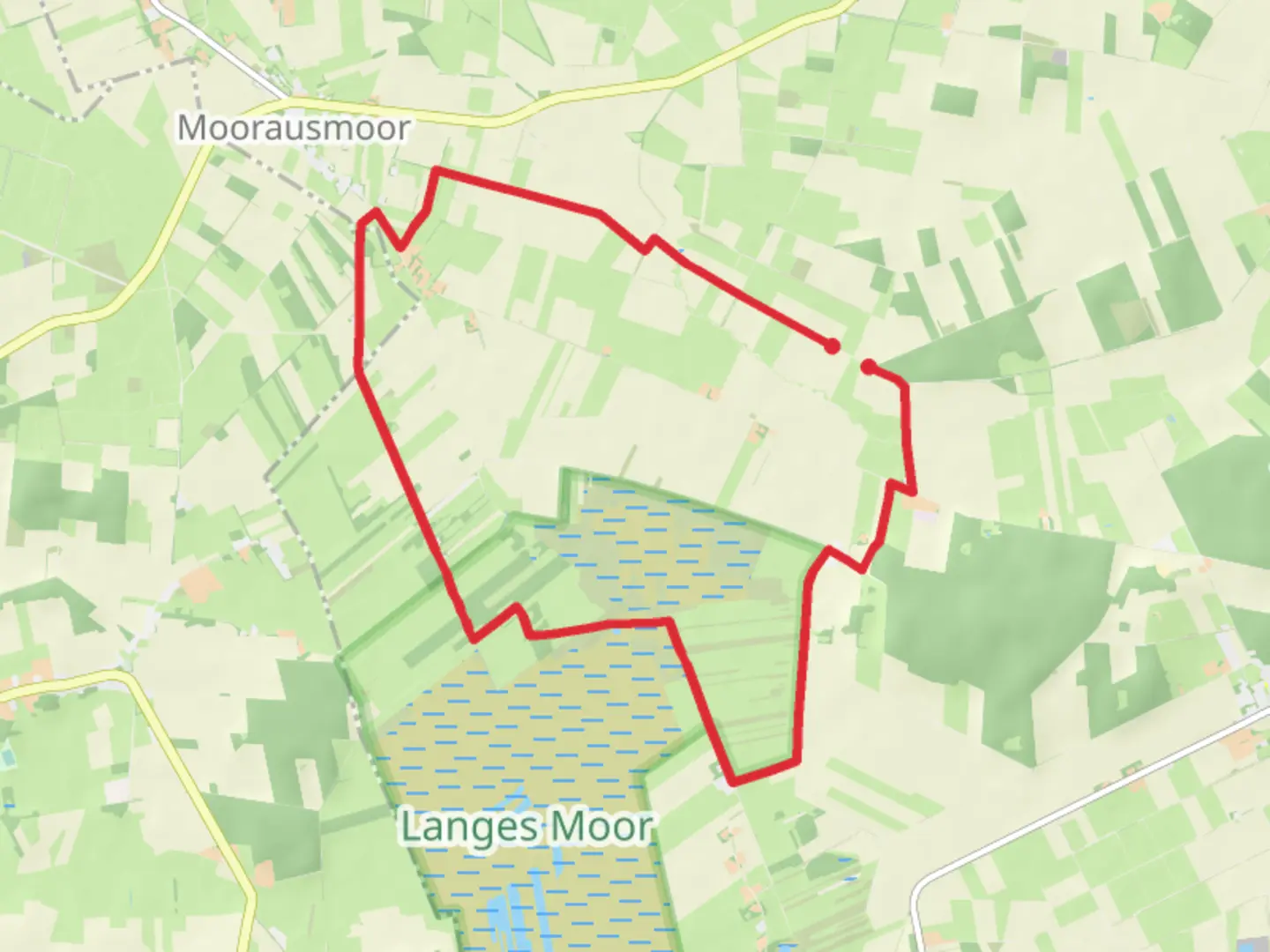 An image depicting the trail Meckelstedter Moor and Langesmoor Loop and its surrounding area.