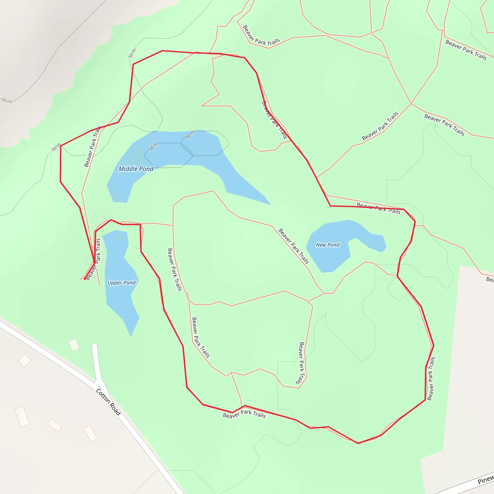 Ponds Loop via Beaver Park Trail mobile static map