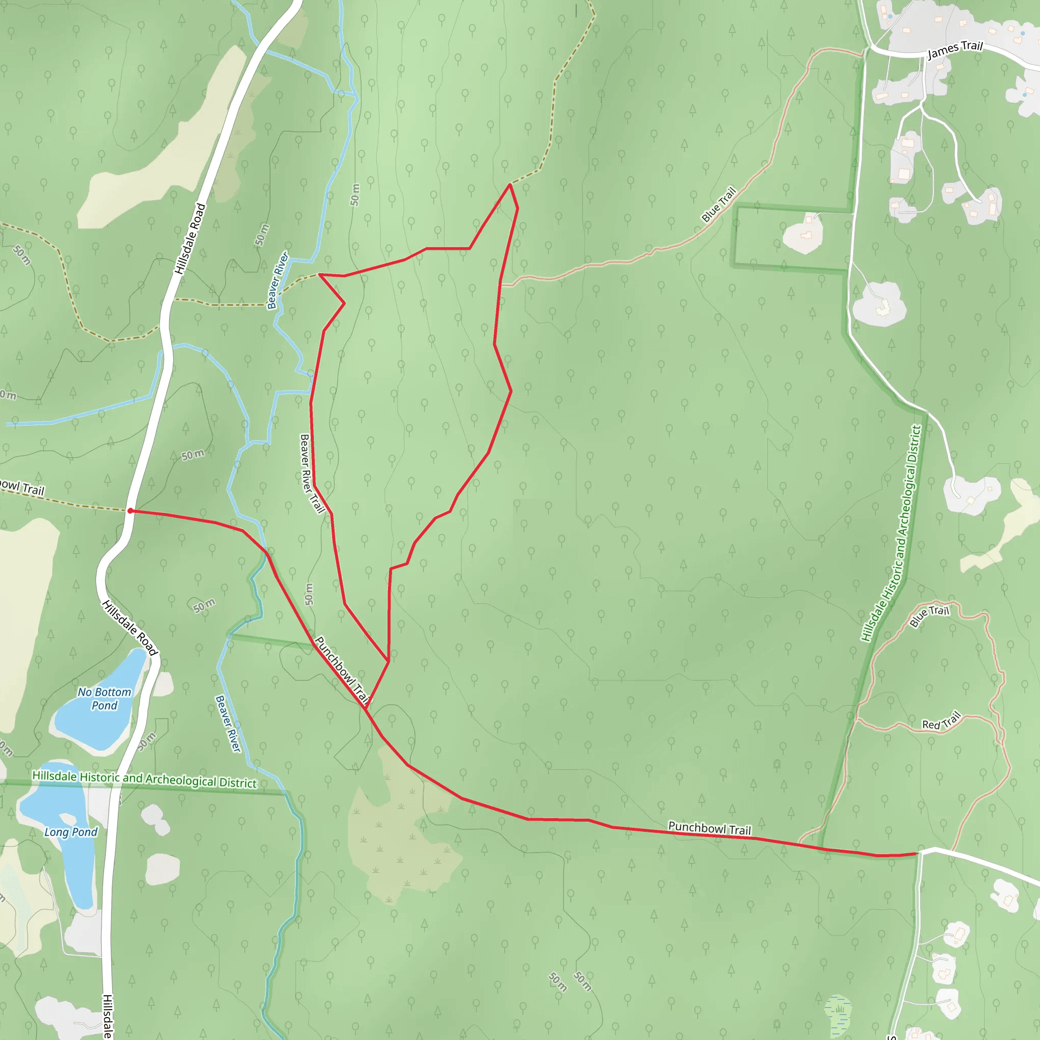 Punchbowl and Beaver River Loop Trail mobile static map