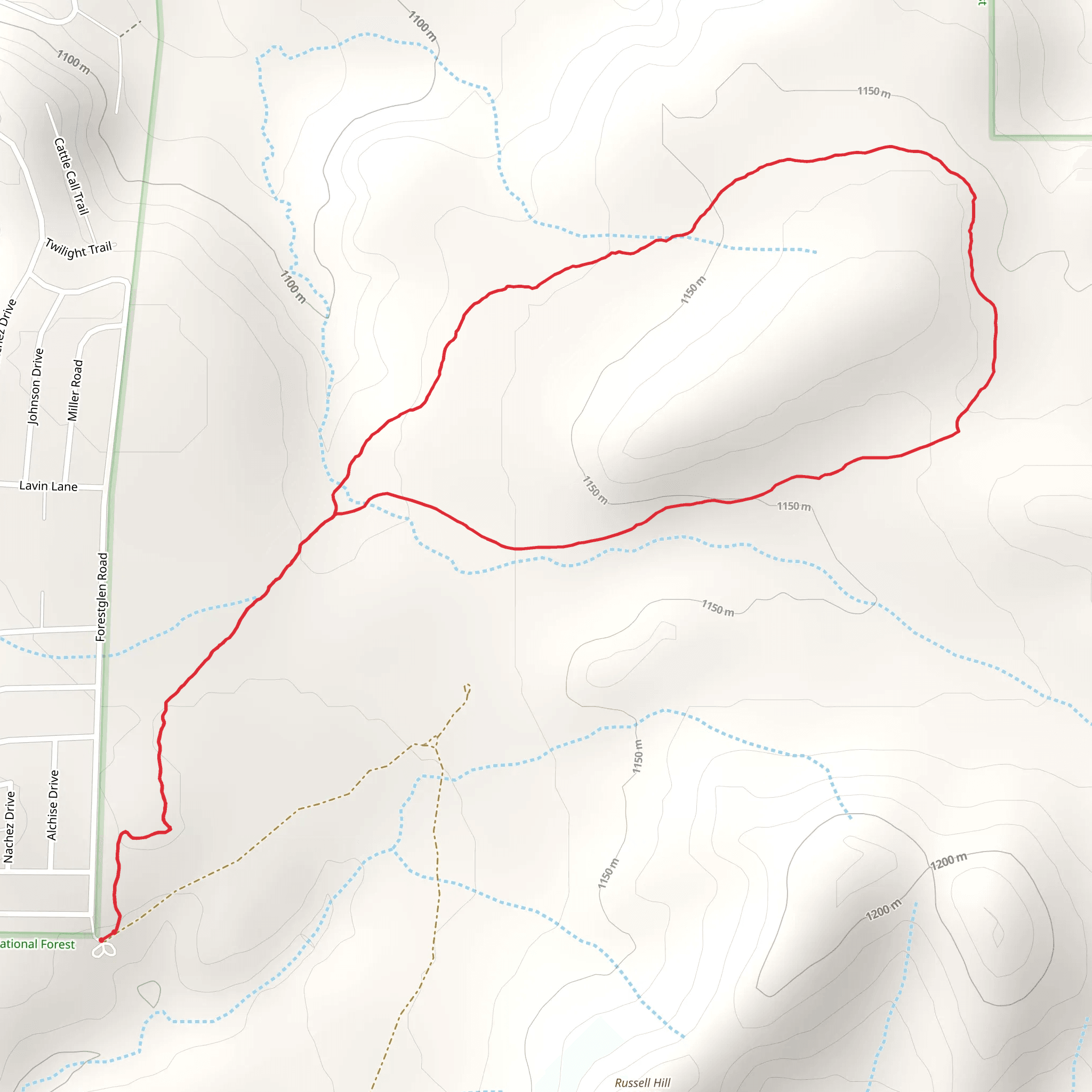 Sunset Loop Trail via Cedar Knoll Trail mobile static map